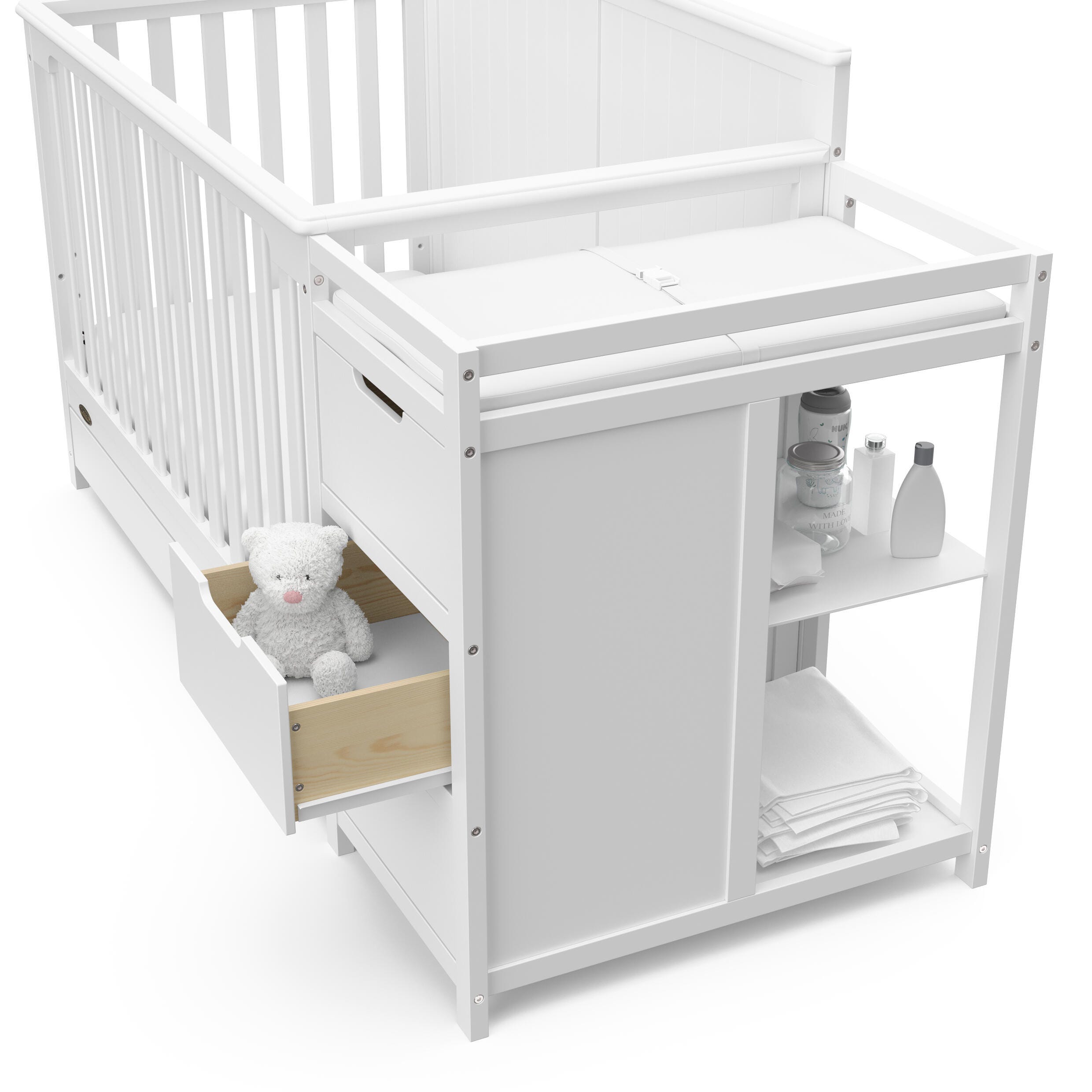 Graco Hadley 5-in-1 Convertible Crib and Changer, White, large