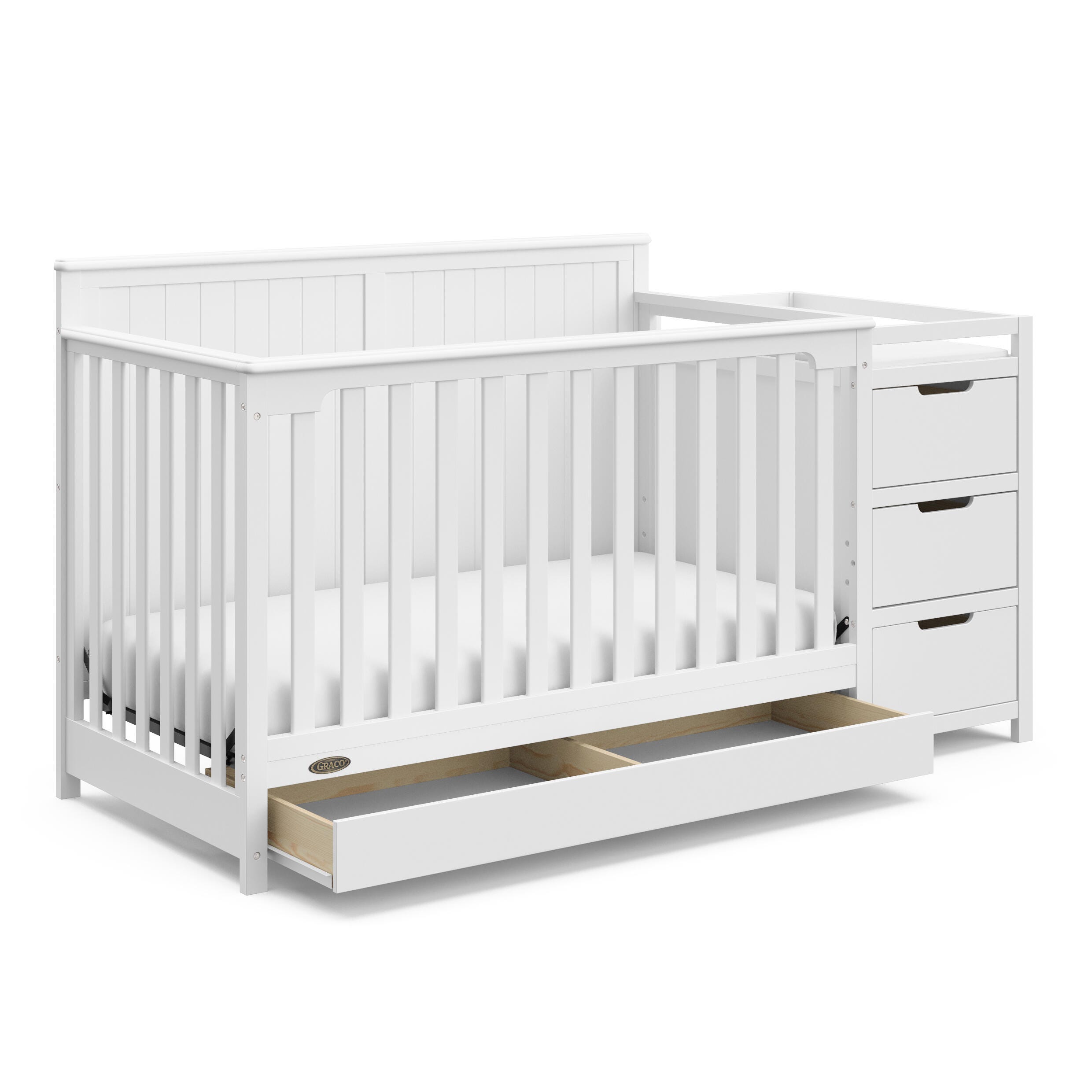 Graco Hadley 5-in-1 Convertible Crib and Changer, White, large