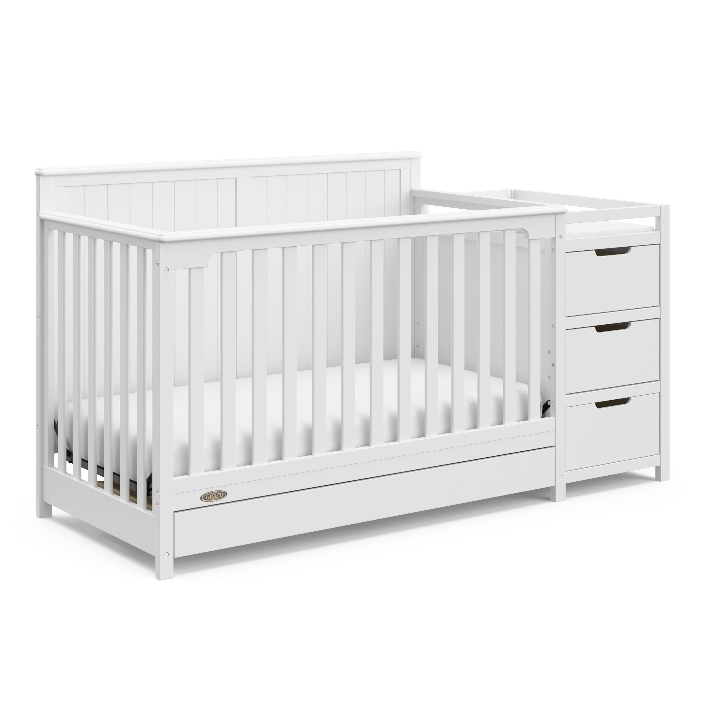 Graco Hadley 5-in-1 Convertible Crib and Changer, White, large
