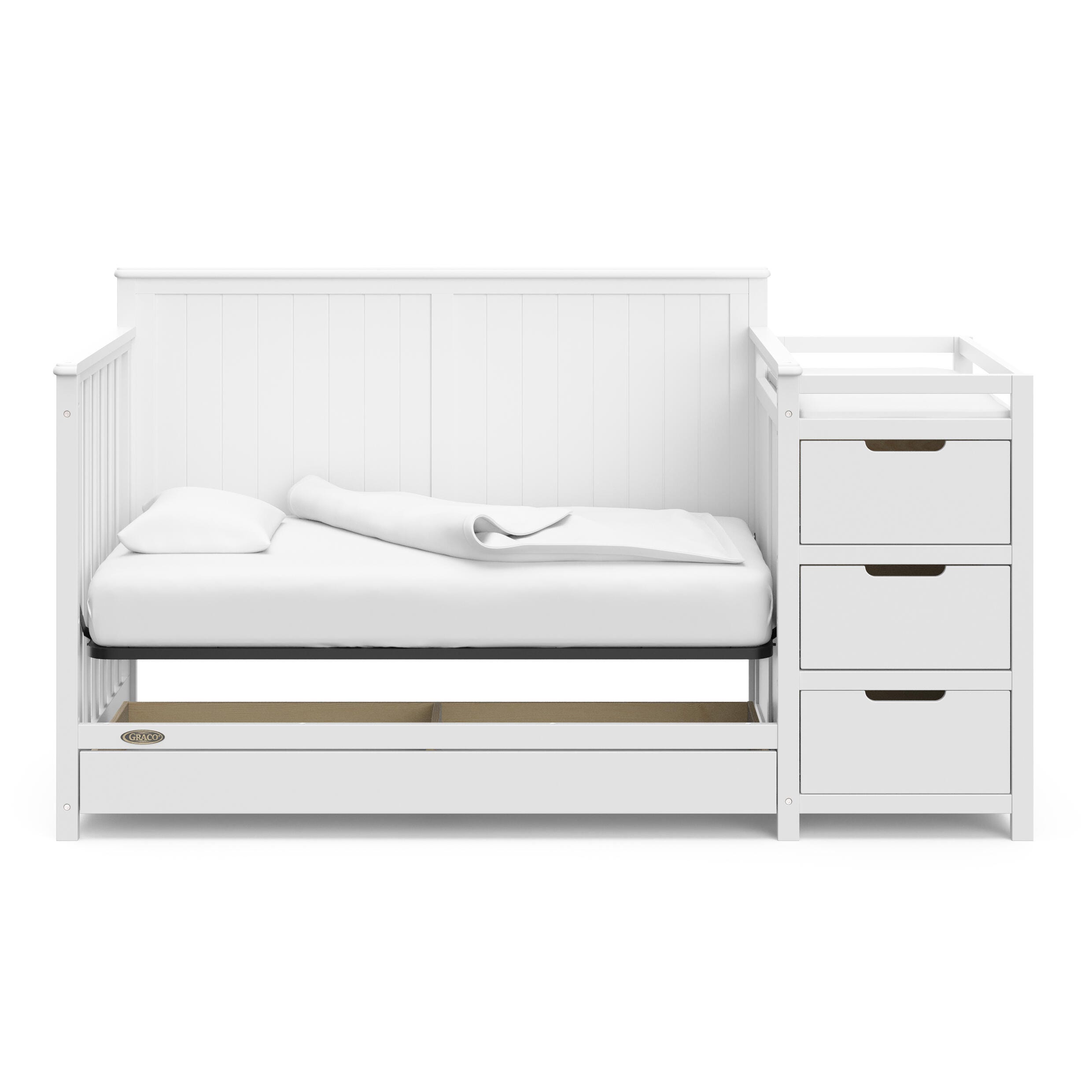 Graco Hadley 5-in-1 Convertible Crib and Changer, White, large