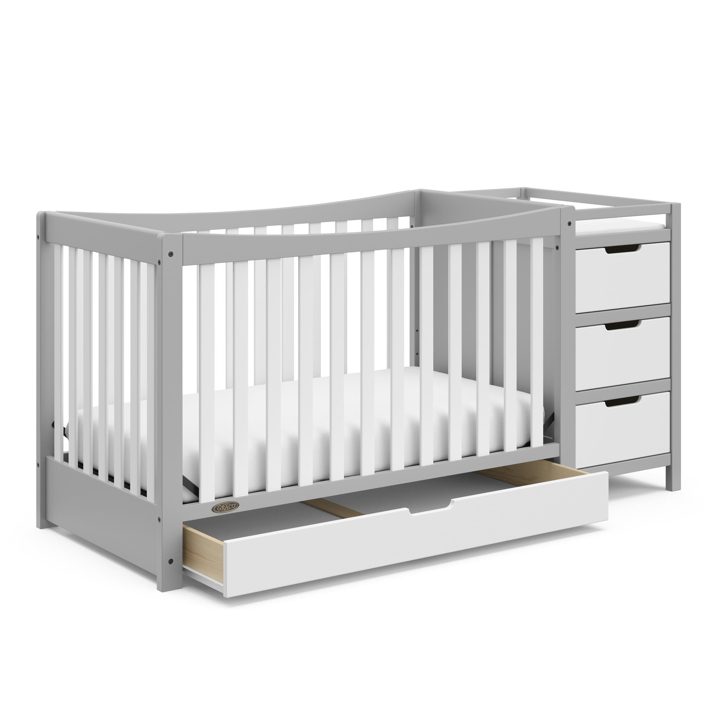Graco Remi 4-in-1 Convertible Crib and Changer, Pebble Gray/White, large