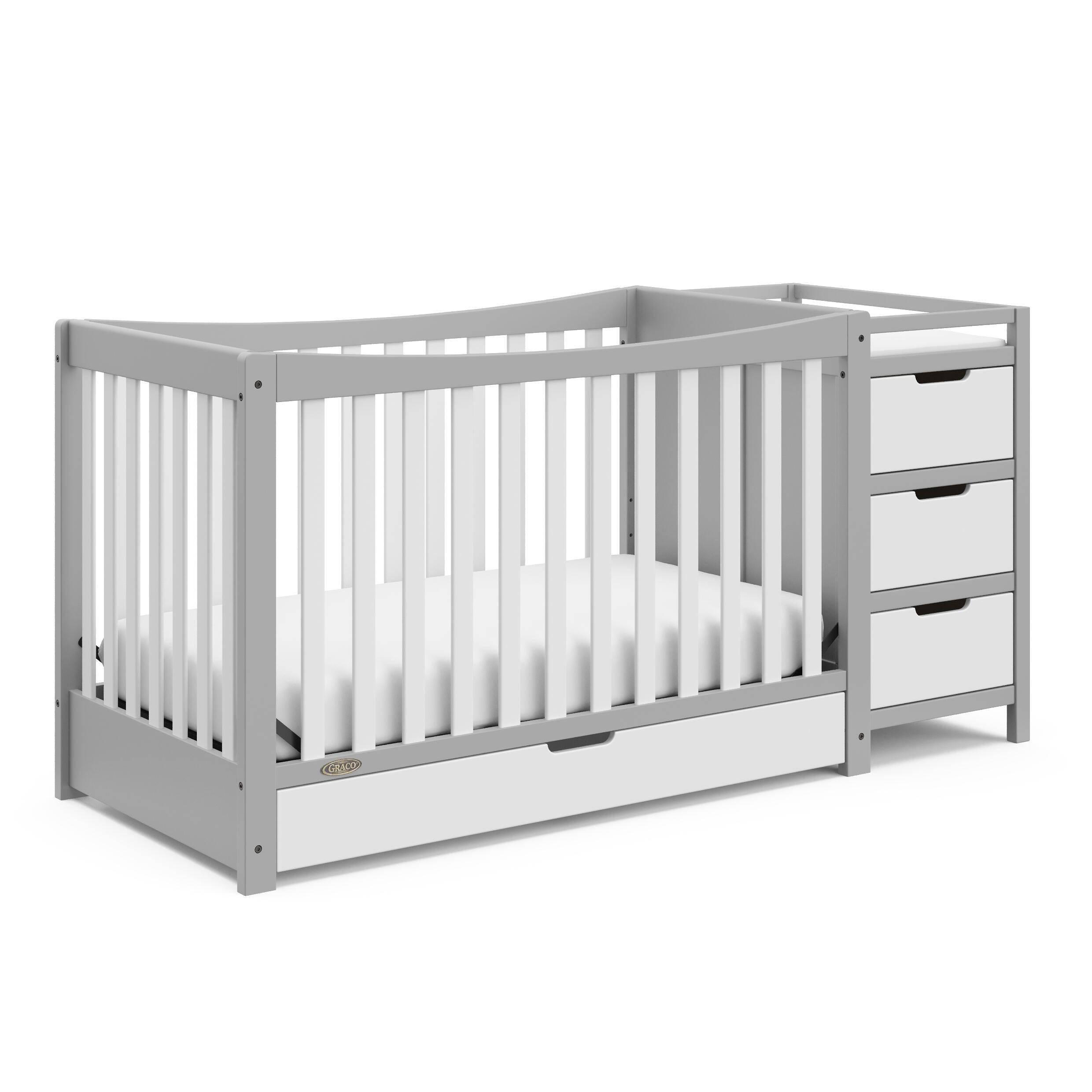 Graco Remi 4-in-1 Convertible Crib and Changer, Pebble Gray/White, large