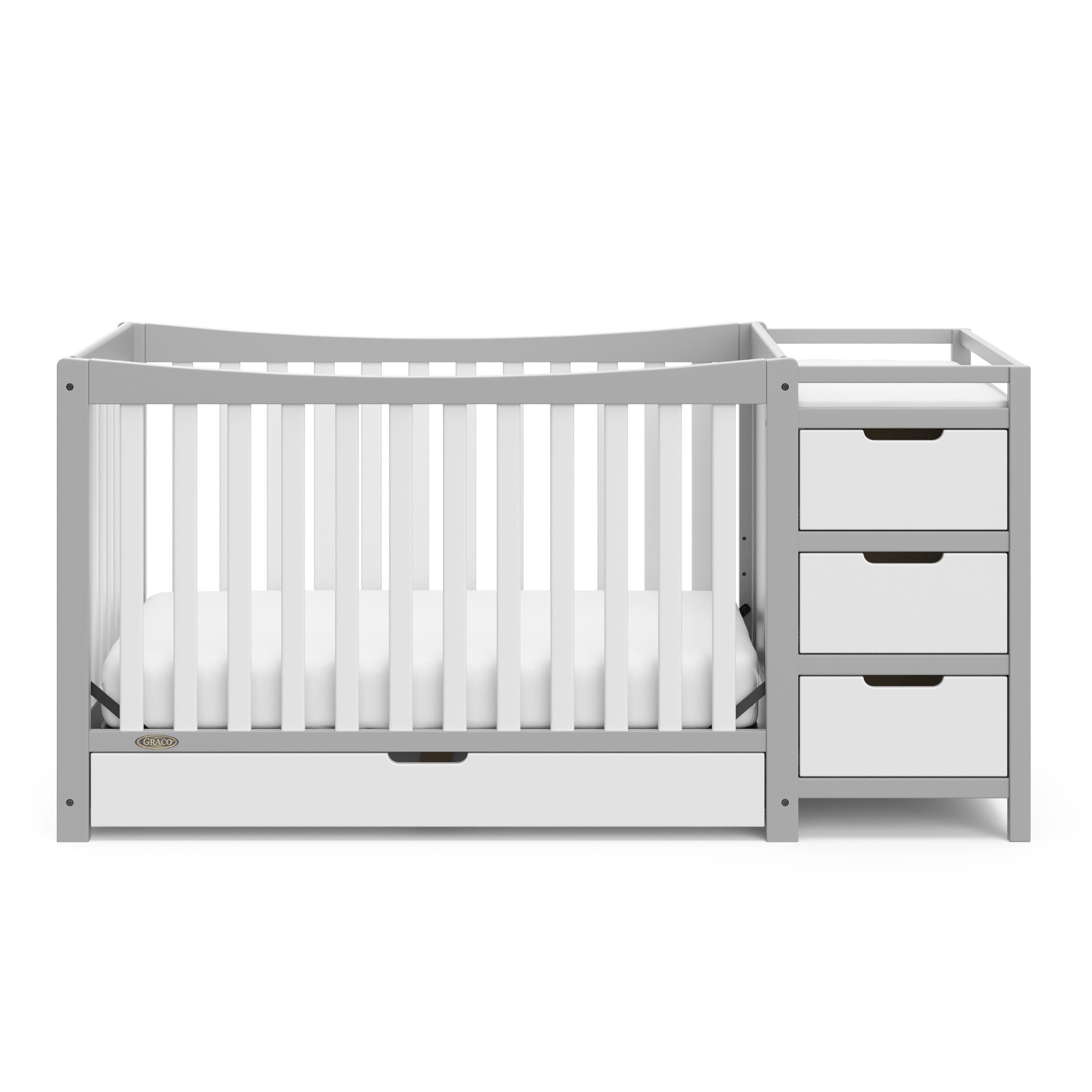 Graco Remi 4-in-1 Convertible Crib and Changer, Pebble Gray/White, large