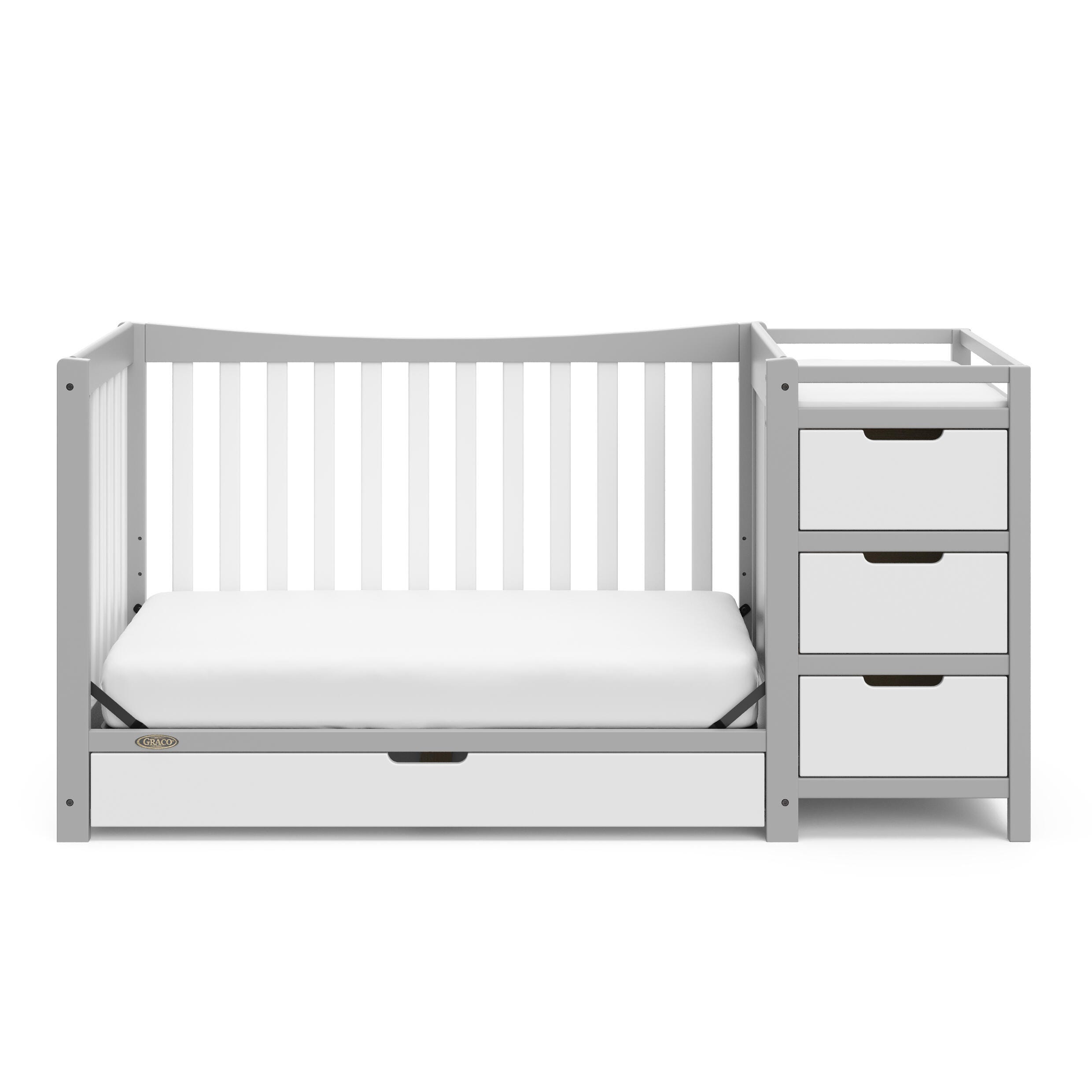 Graco Remi 4-in-1 Convertible Crib and Changer, Pebble Gray/White, large