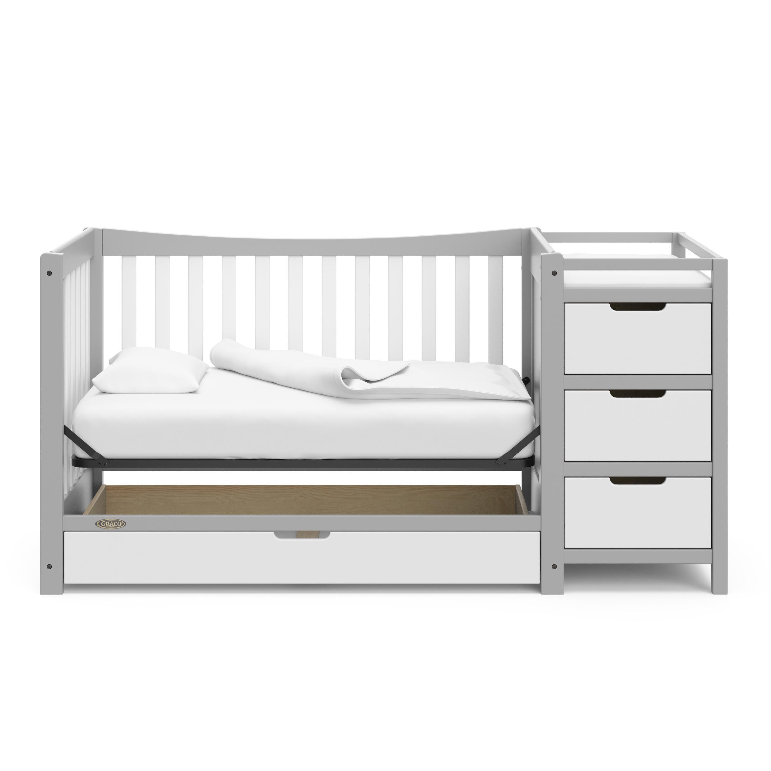 Graco Remi 4-in-1 Convertible Crib and Changer, Pebble Gray/White, large