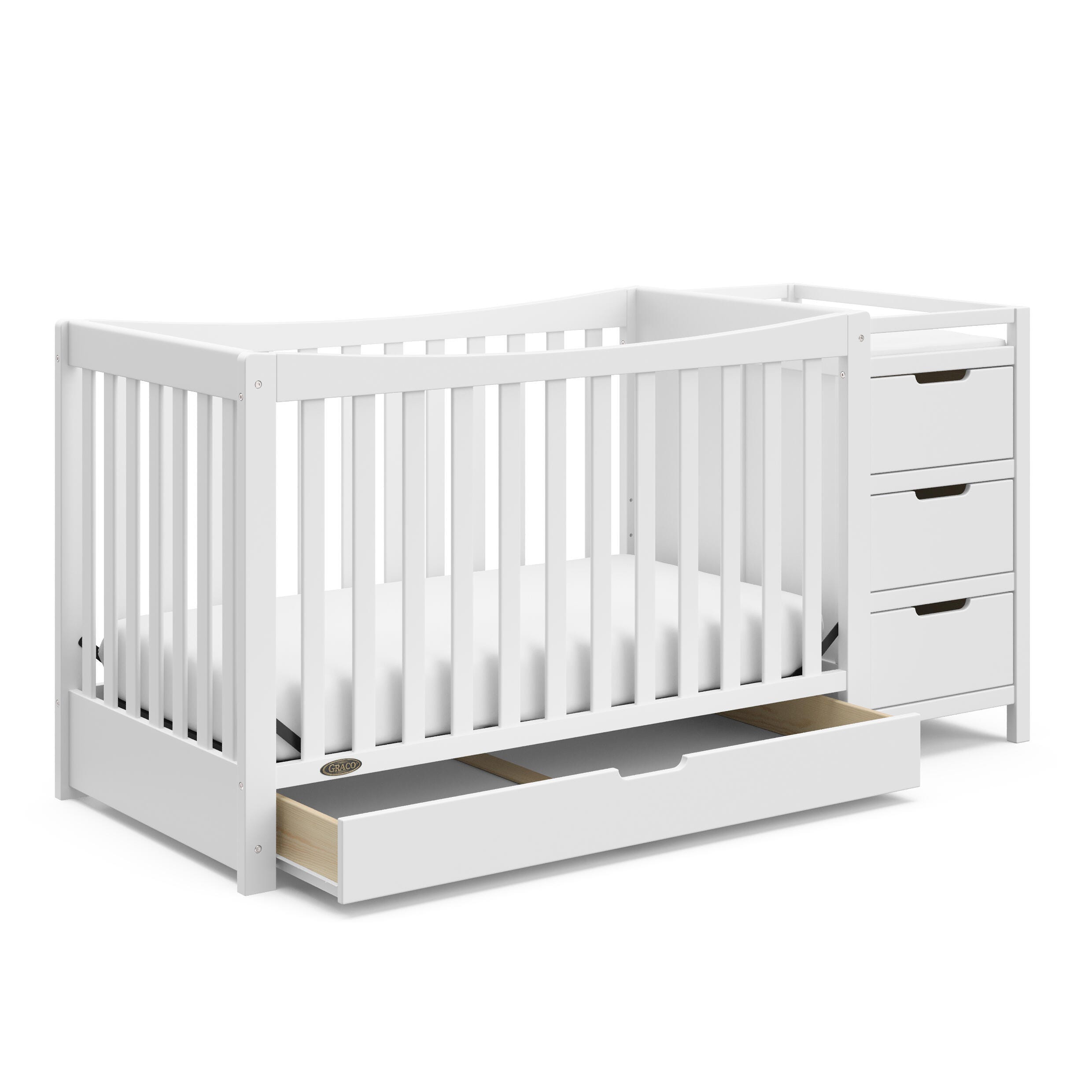 Graco Remi 4-in-1 Convertible Crib and Changer, White, large