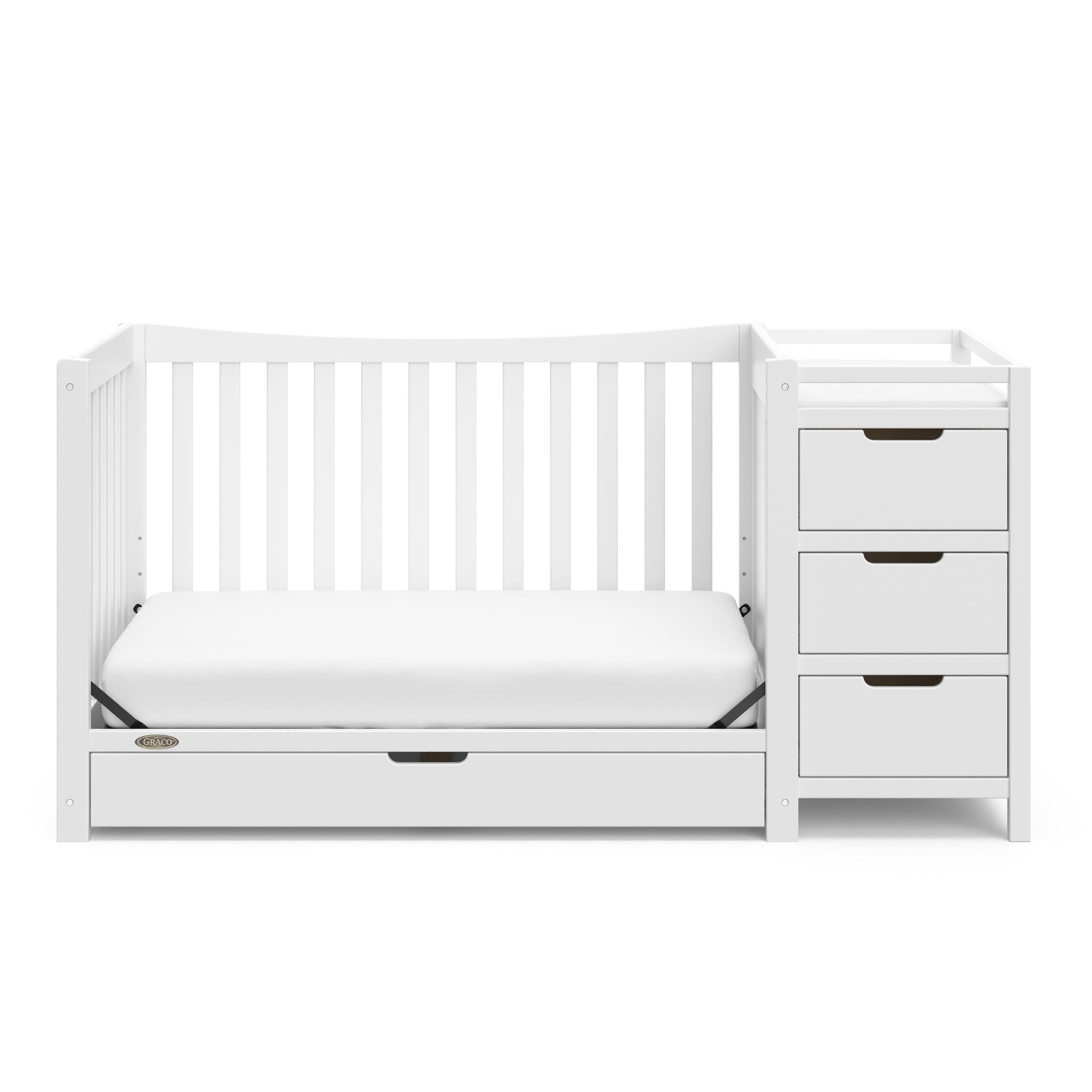 Graco Remi 4-in-1 Convertible Crib and Changer, White, large
