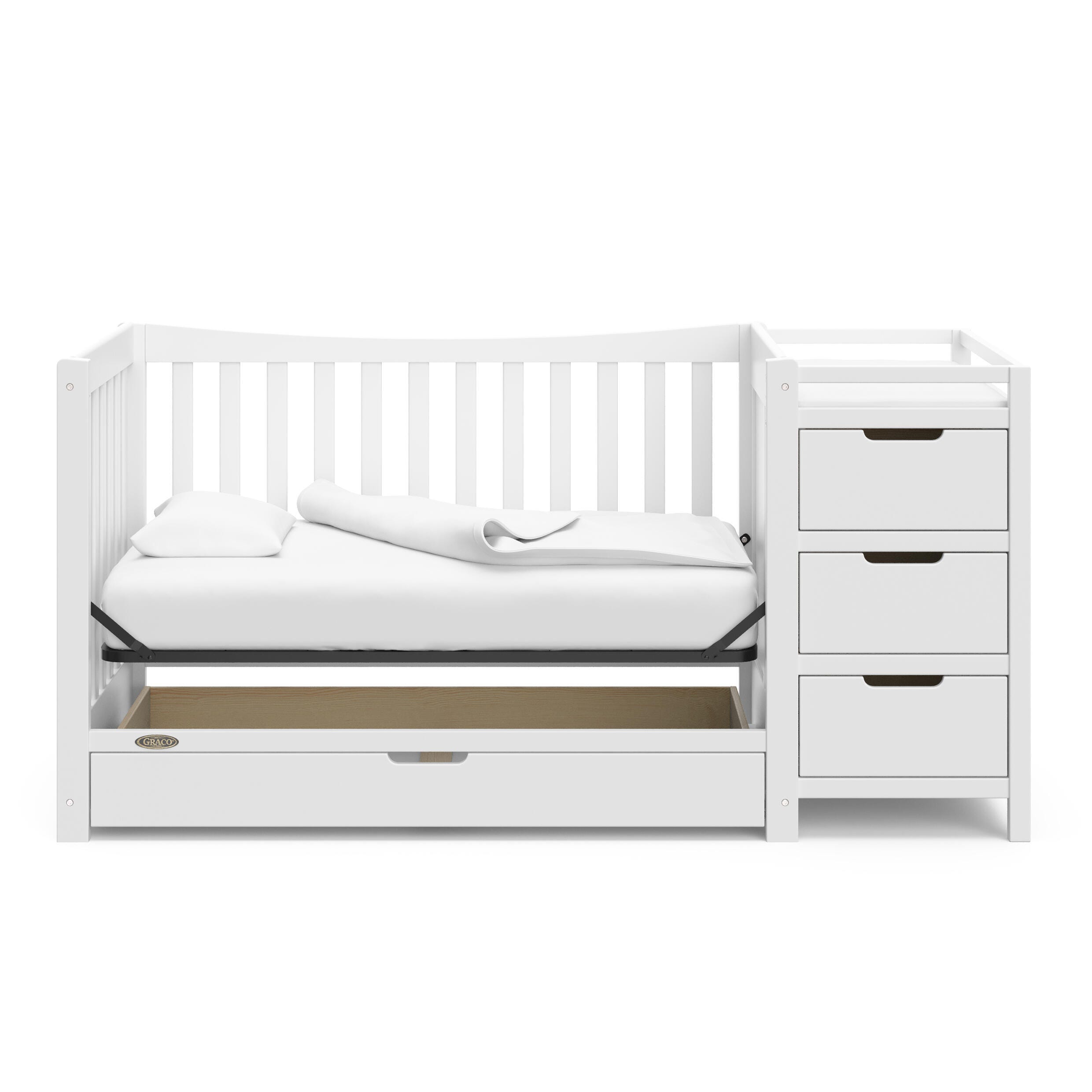 Graco Remi 4-in-1 Convertible Crib and Changer, White, large