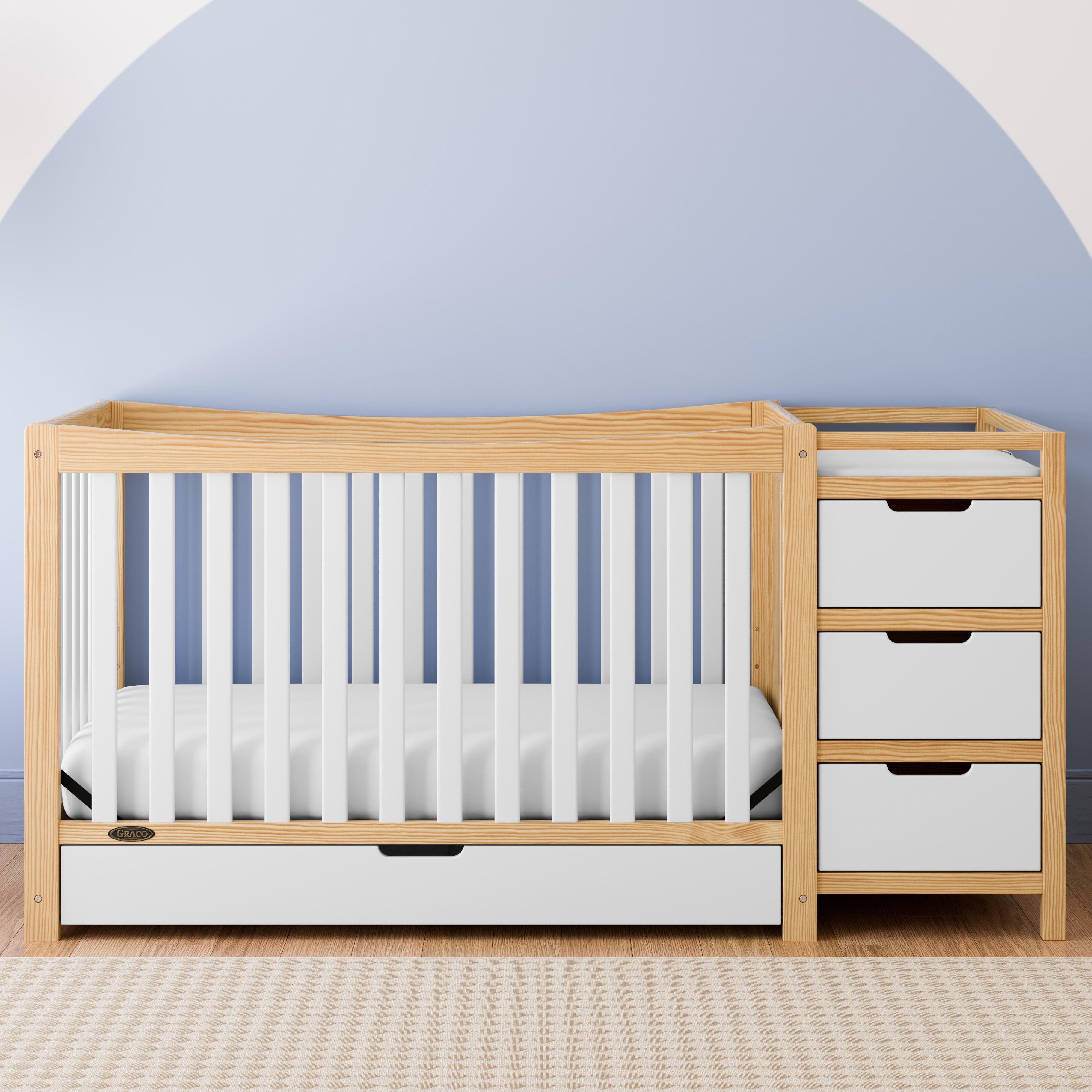 Graco Remi 4-in-1 Convertible Crib and Changer, Natural/White, large