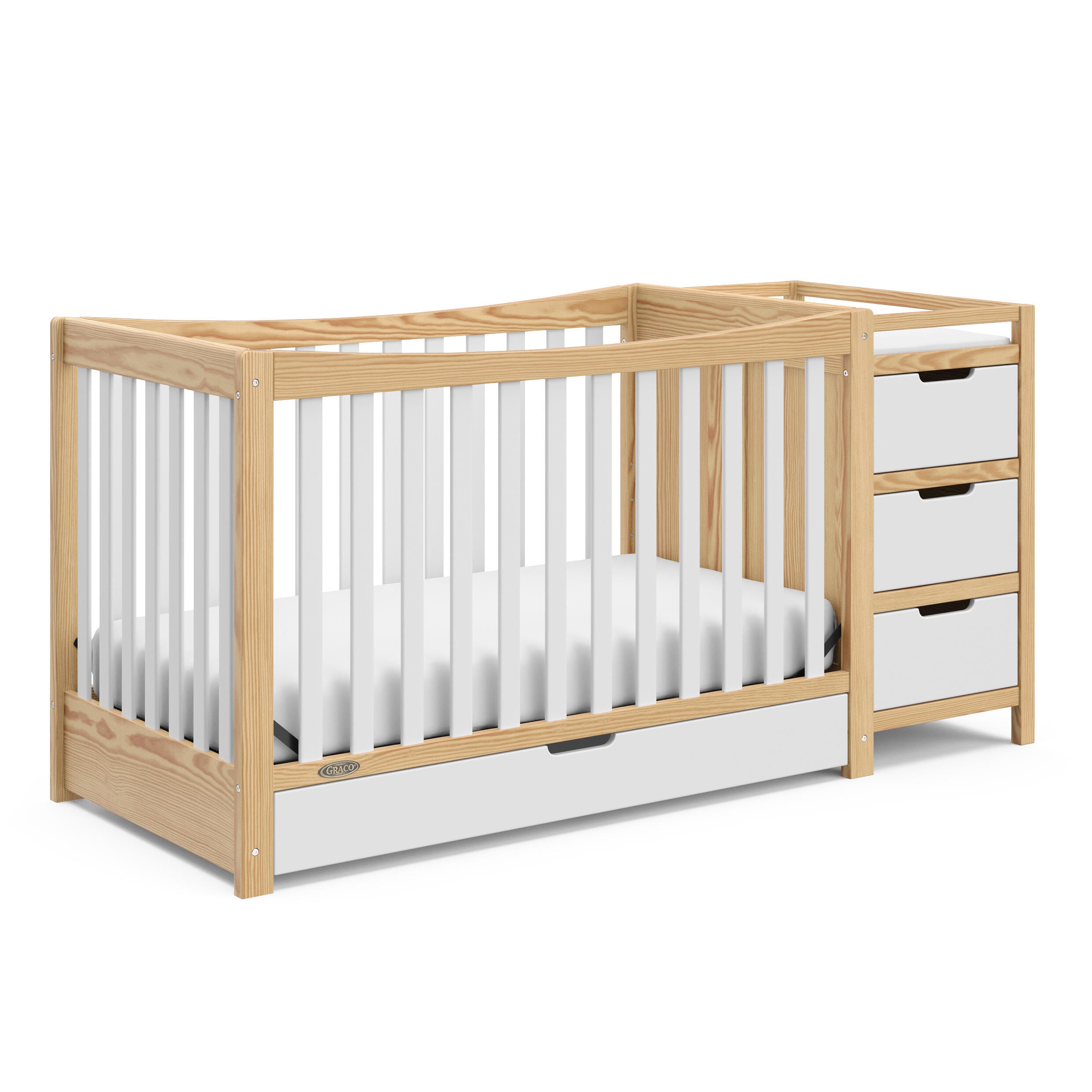 Graco Remi 4-in-1 Convertible Crib and Changer, Natural/White, large
