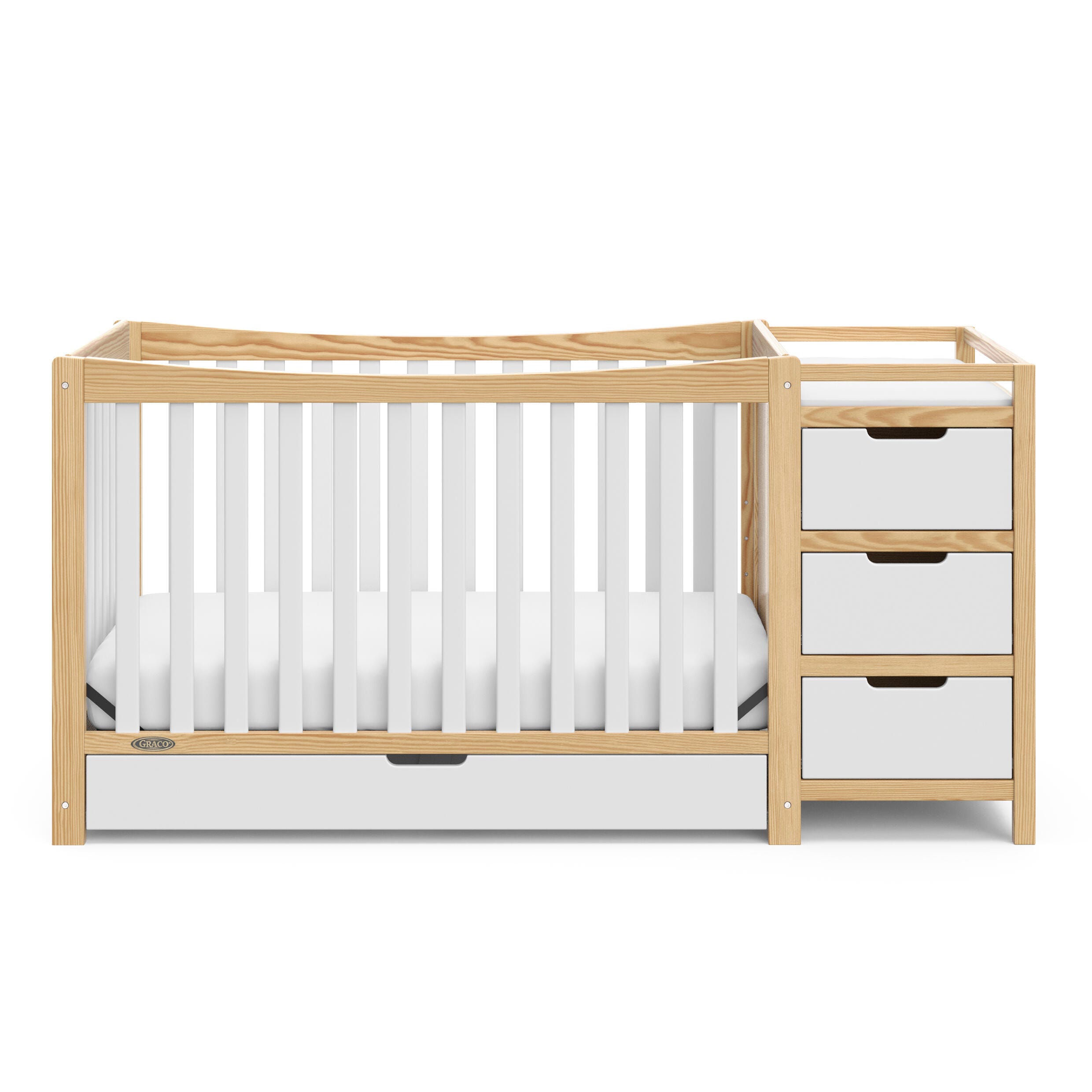Graco Remi 4-in-1 Convertible Crib and Changer, Natural/White, large