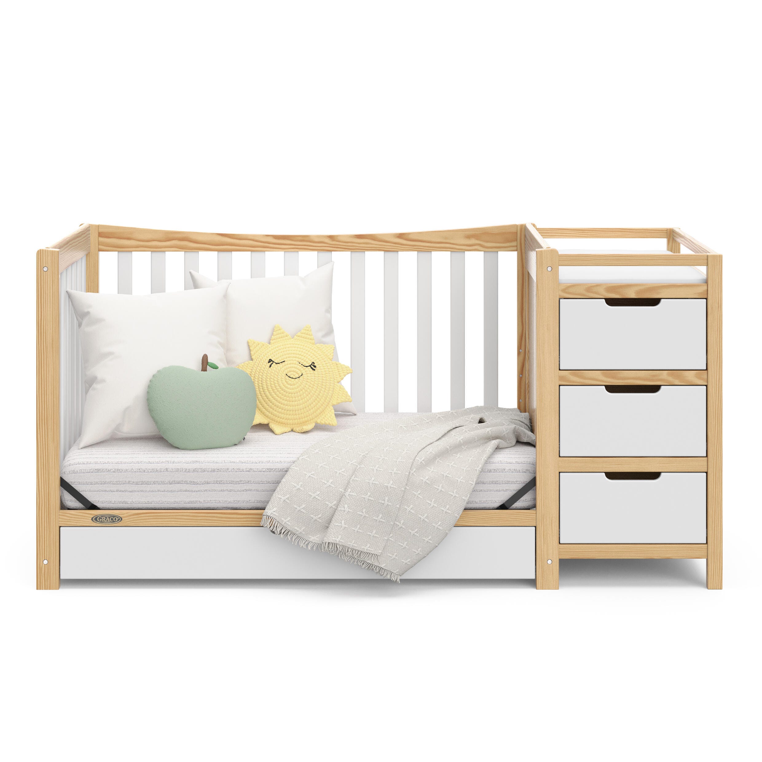 Graco Remi 4-in-1 Convertible Crib and Changer, Natural/White, large