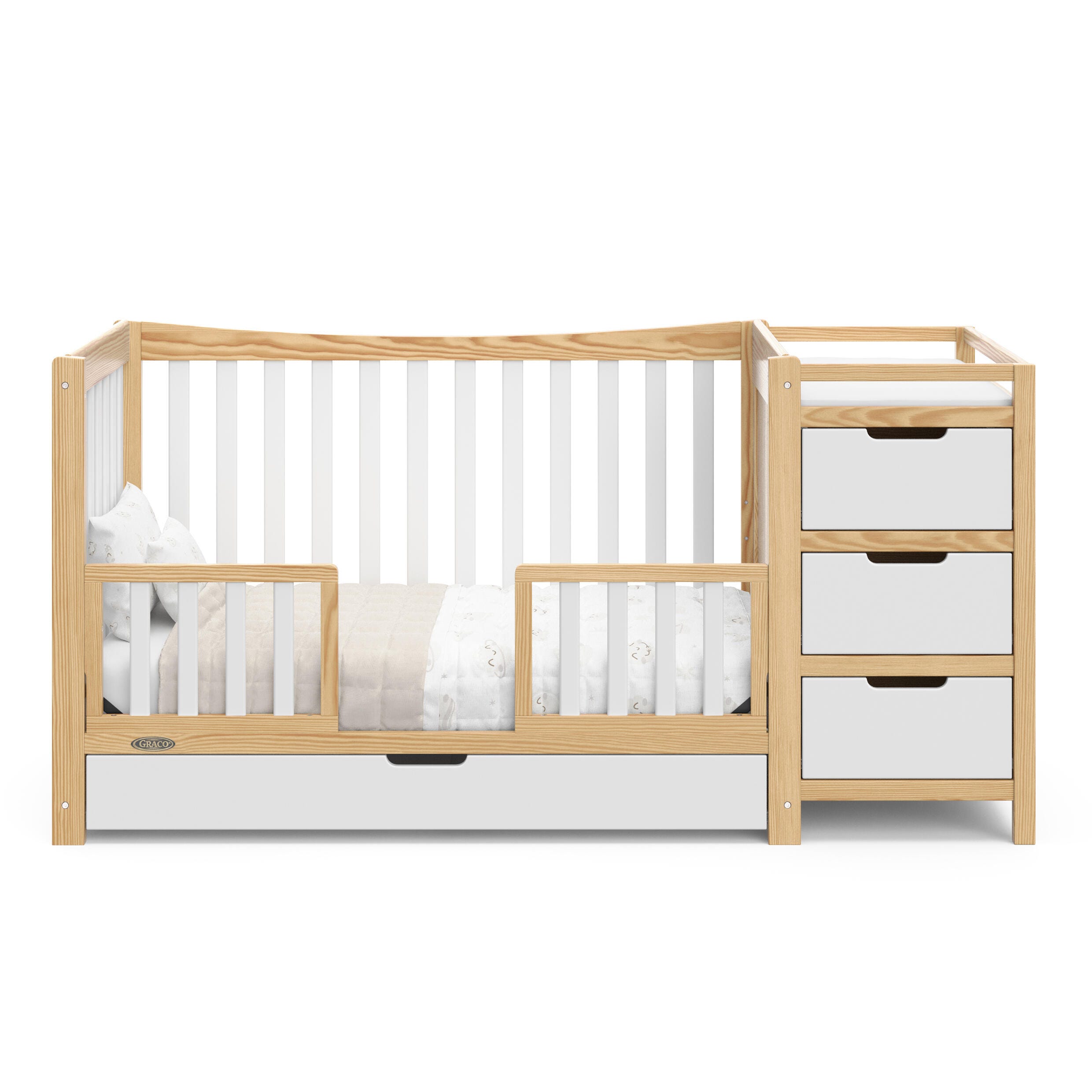 Graco Remi 4-in-1 Convertible Crib and Changer, Natural/White, large