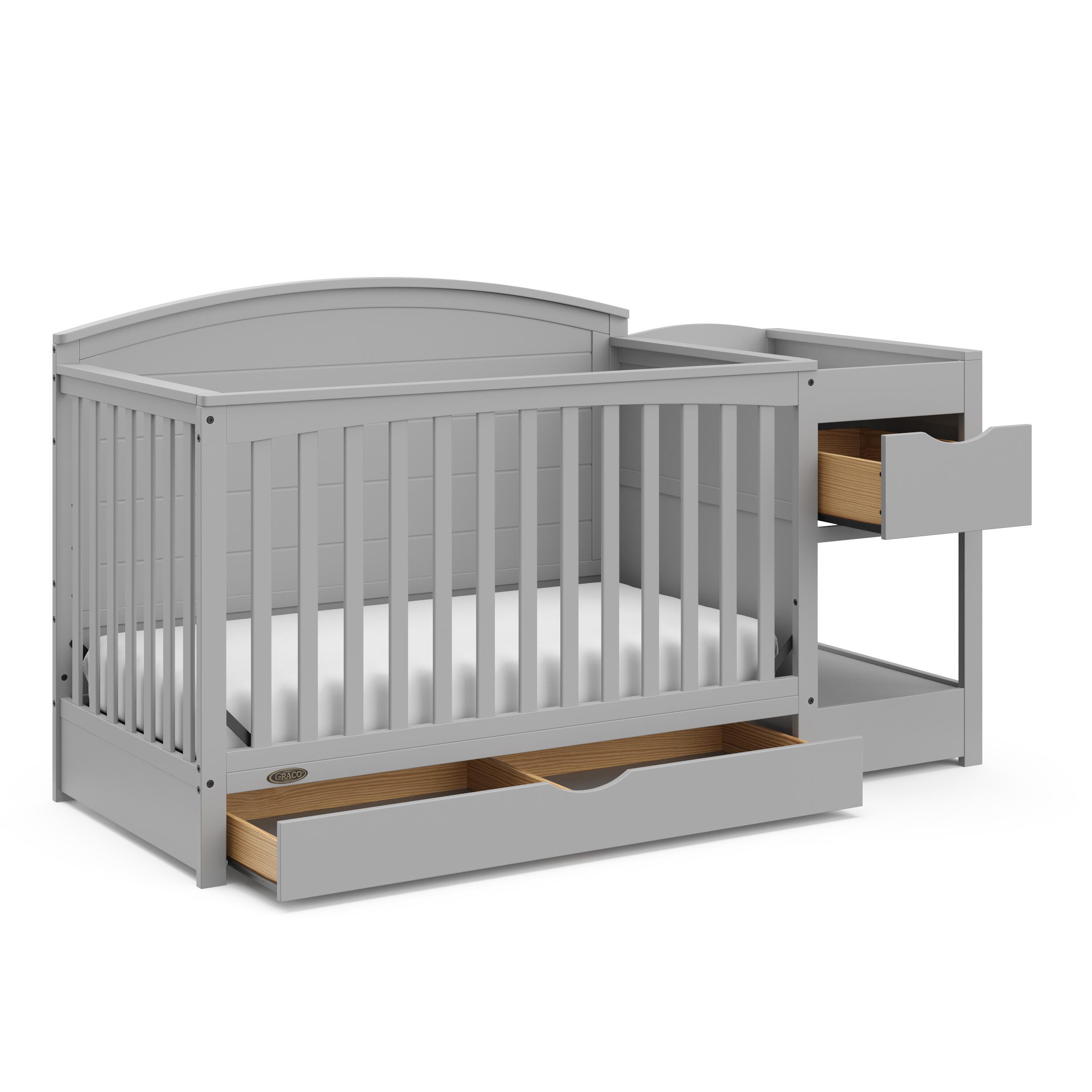 Graco Bellwood 5-in-1 Convertible Crib and Changer, Pebble Gray, large