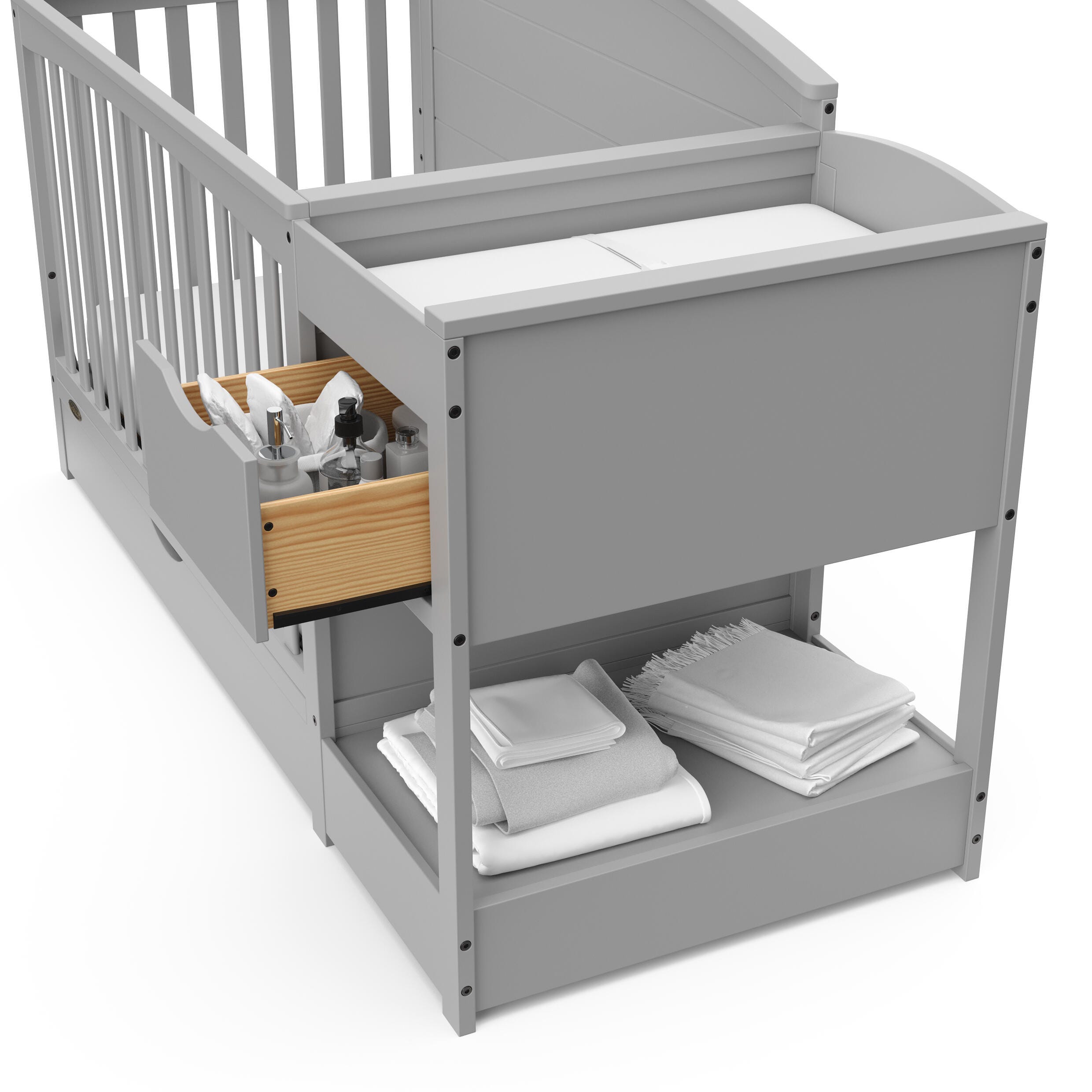 Graco Bellwood 5-in-1 Convertible Crib and Changer, Pebble Gray, large