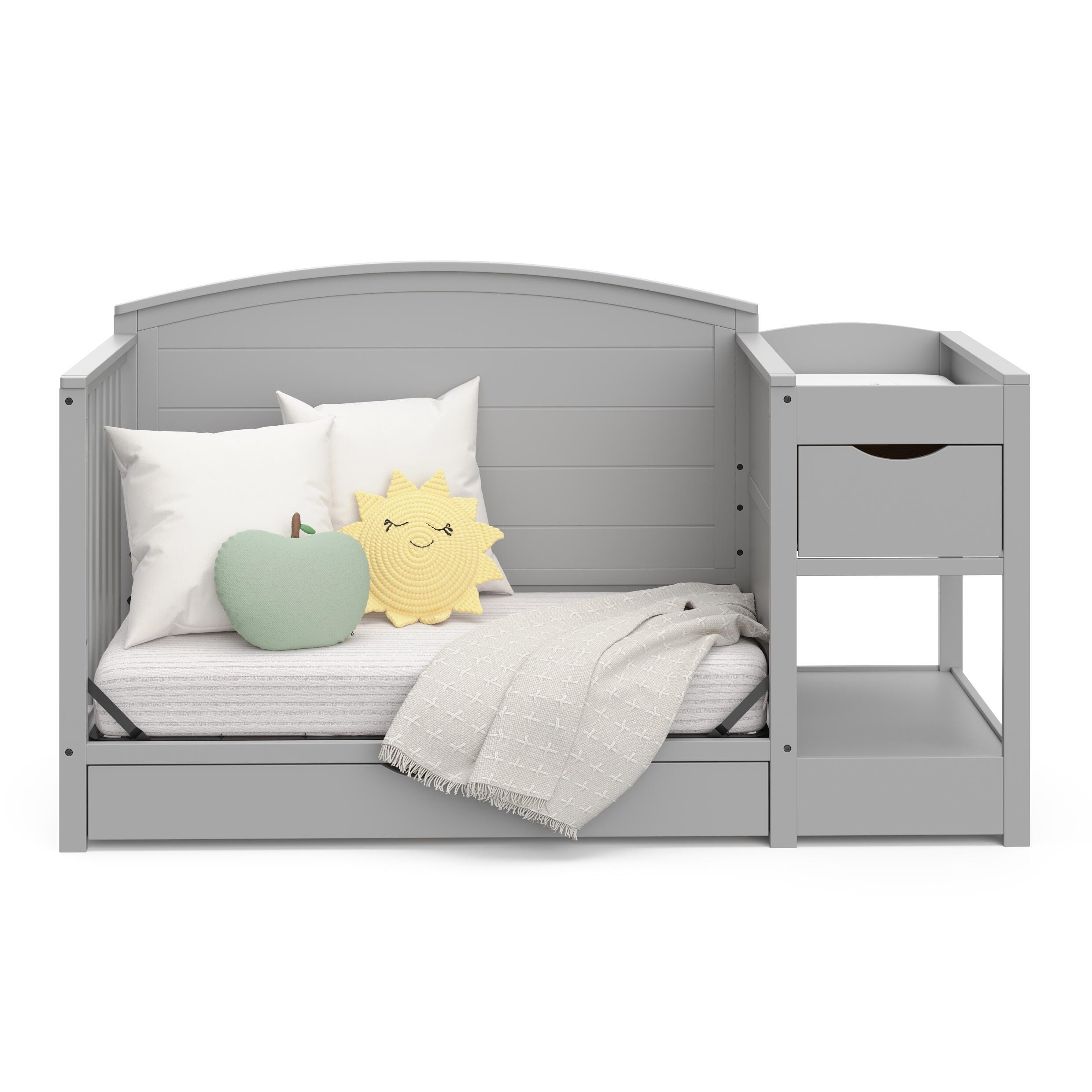 Graco Bellwood 5-in-1 Convertible Crib and Changer, Pebble Gray, large