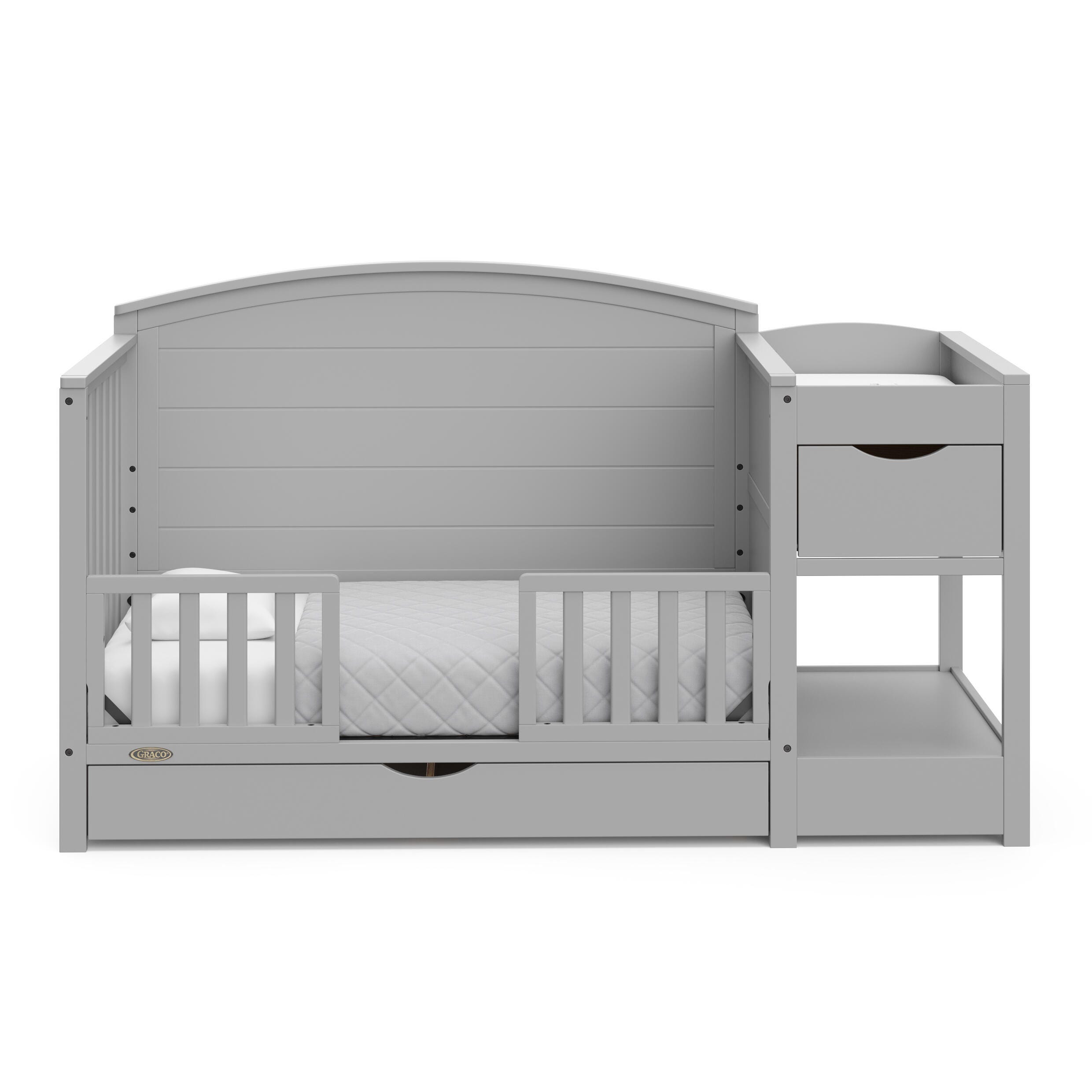 Graco Bellwood 5-in-1 Convertible Crib and Changer, Pebble Gray, large