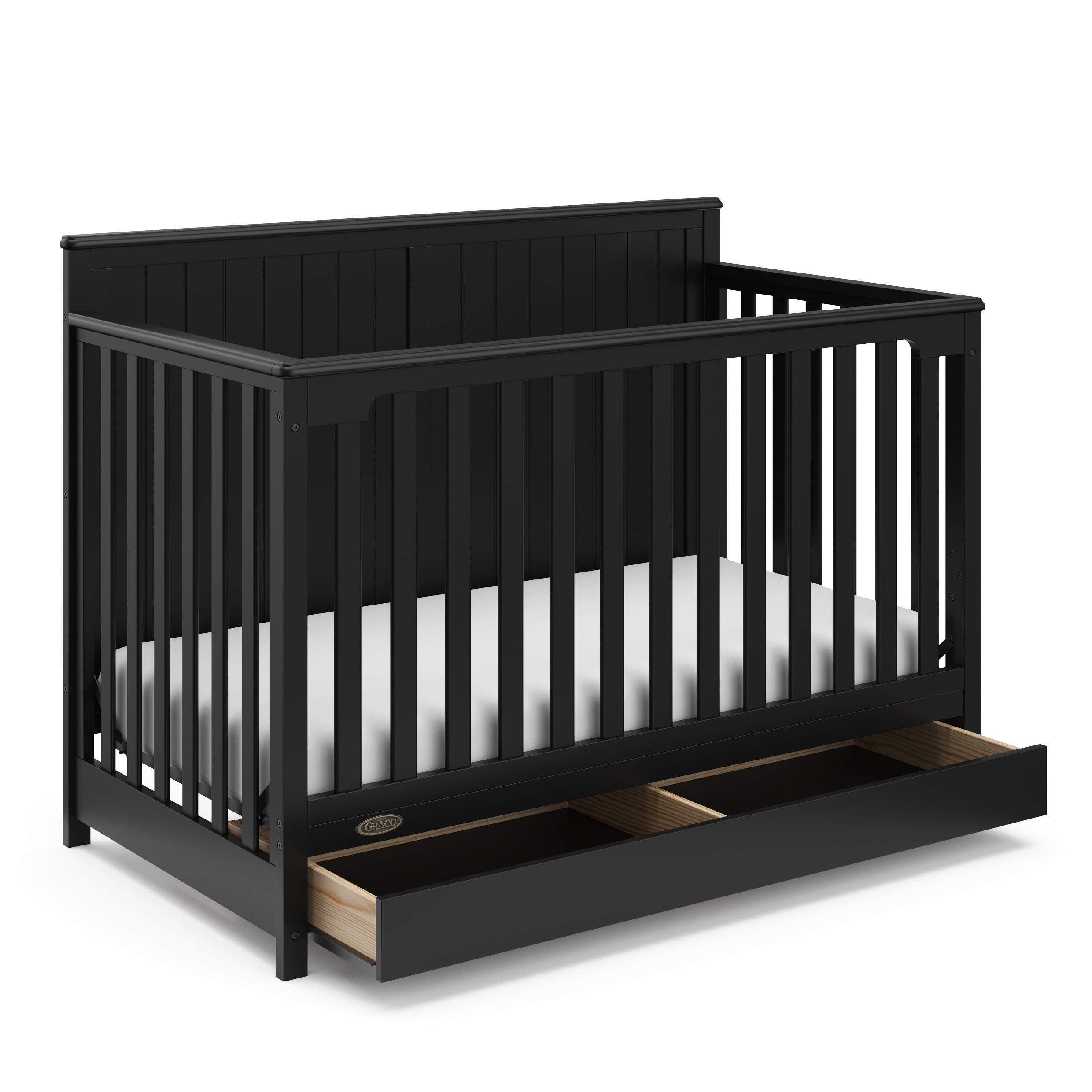 Graco Hadley 5-in-1 Convertible Crib with Drawer, Black, large