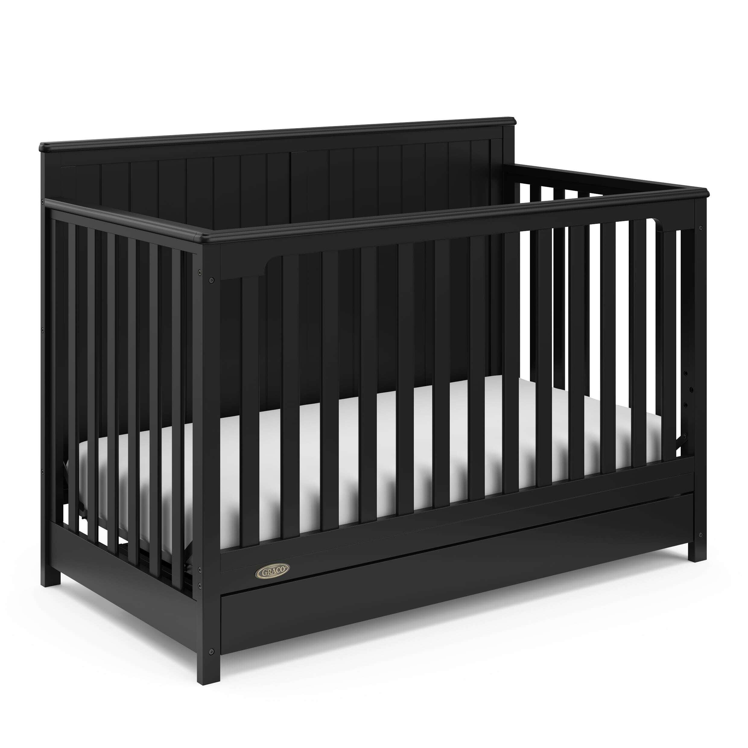 Graco Hadley 5-in-1 Convertible Crib with Drawer, Black, large