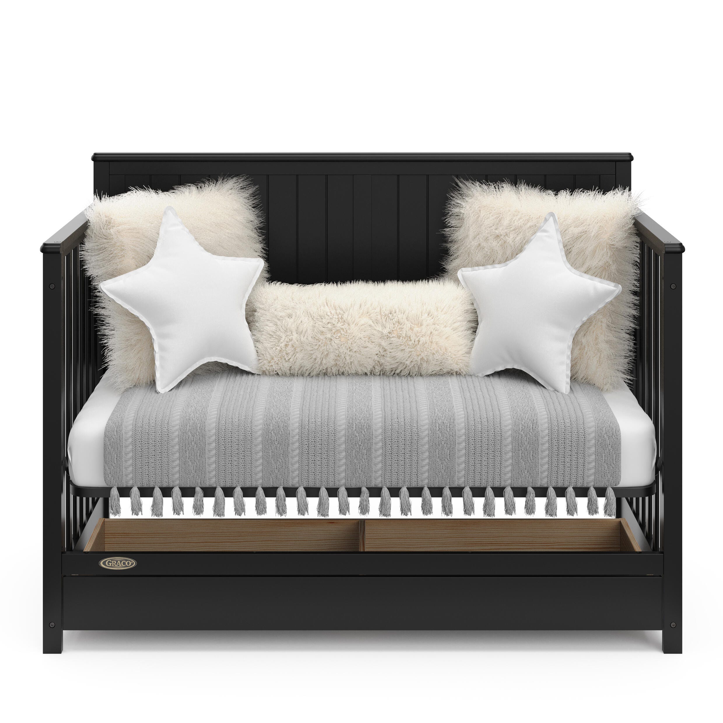 Graco Hadley 5-in-1 Convertible Crib with Drawer, Black, large