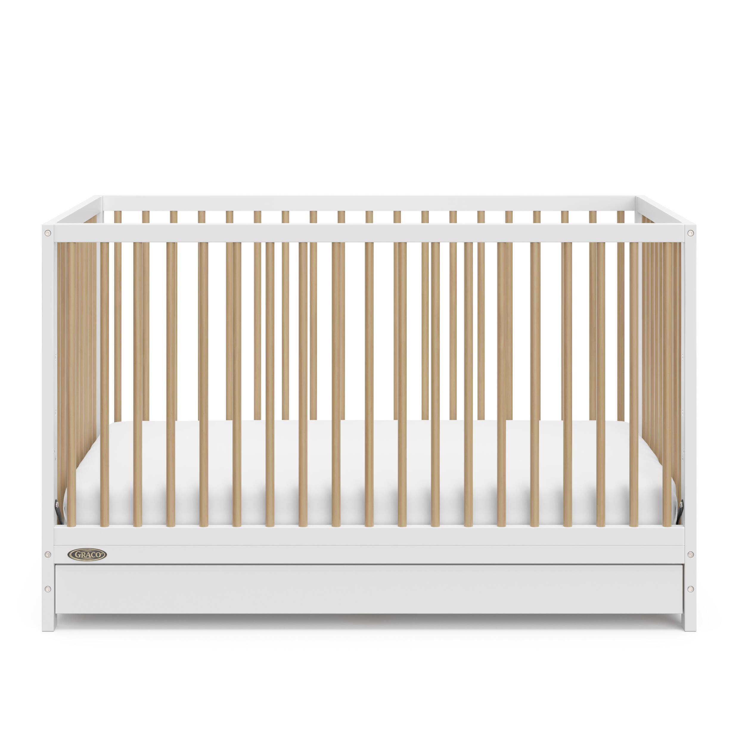 Graco Teddi 5-in-1 Convertible Crib with Drawer, White/Driftwood, large