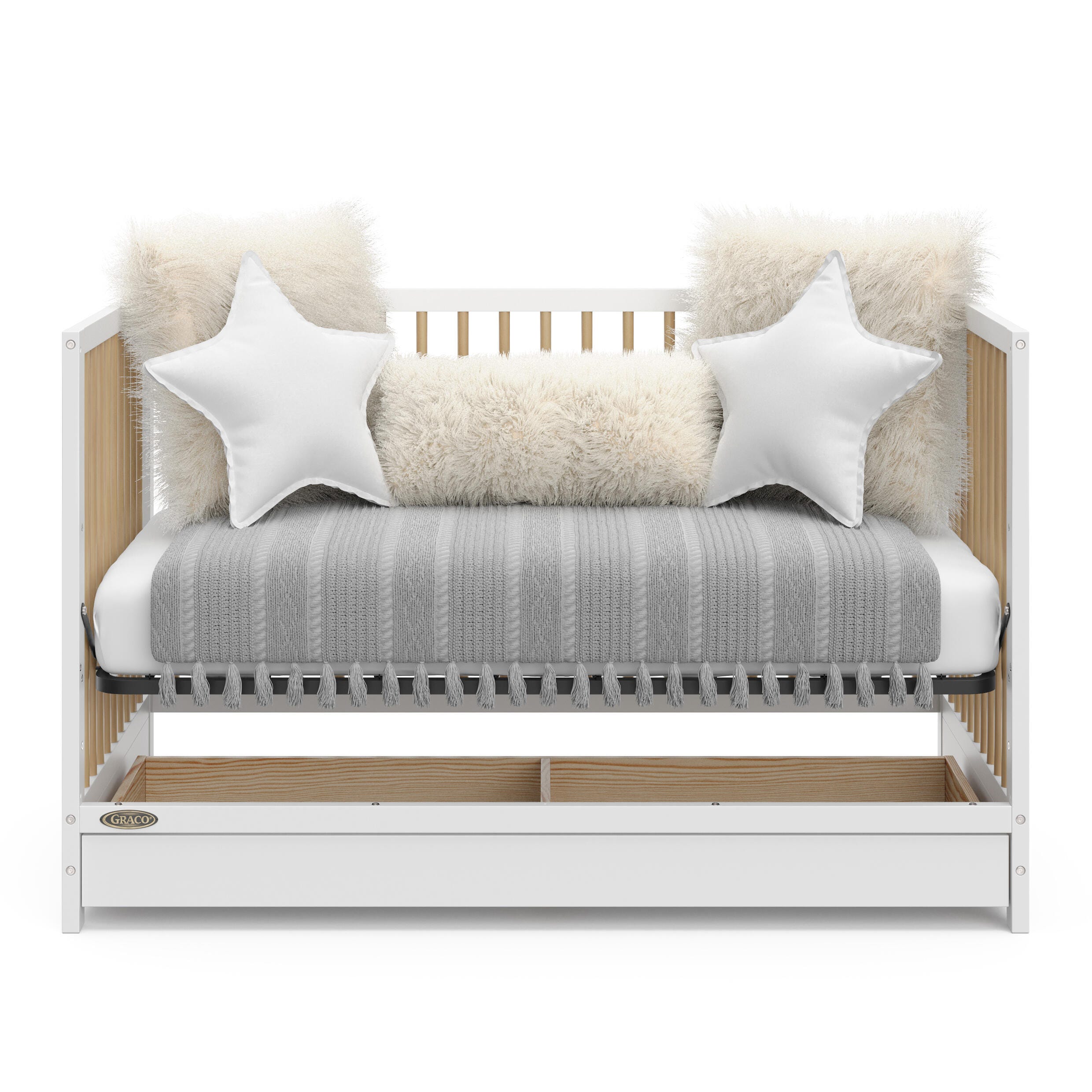 Graco Teddi 5-in-1 Convertible Crib with Drawer, White/Driftwood, large