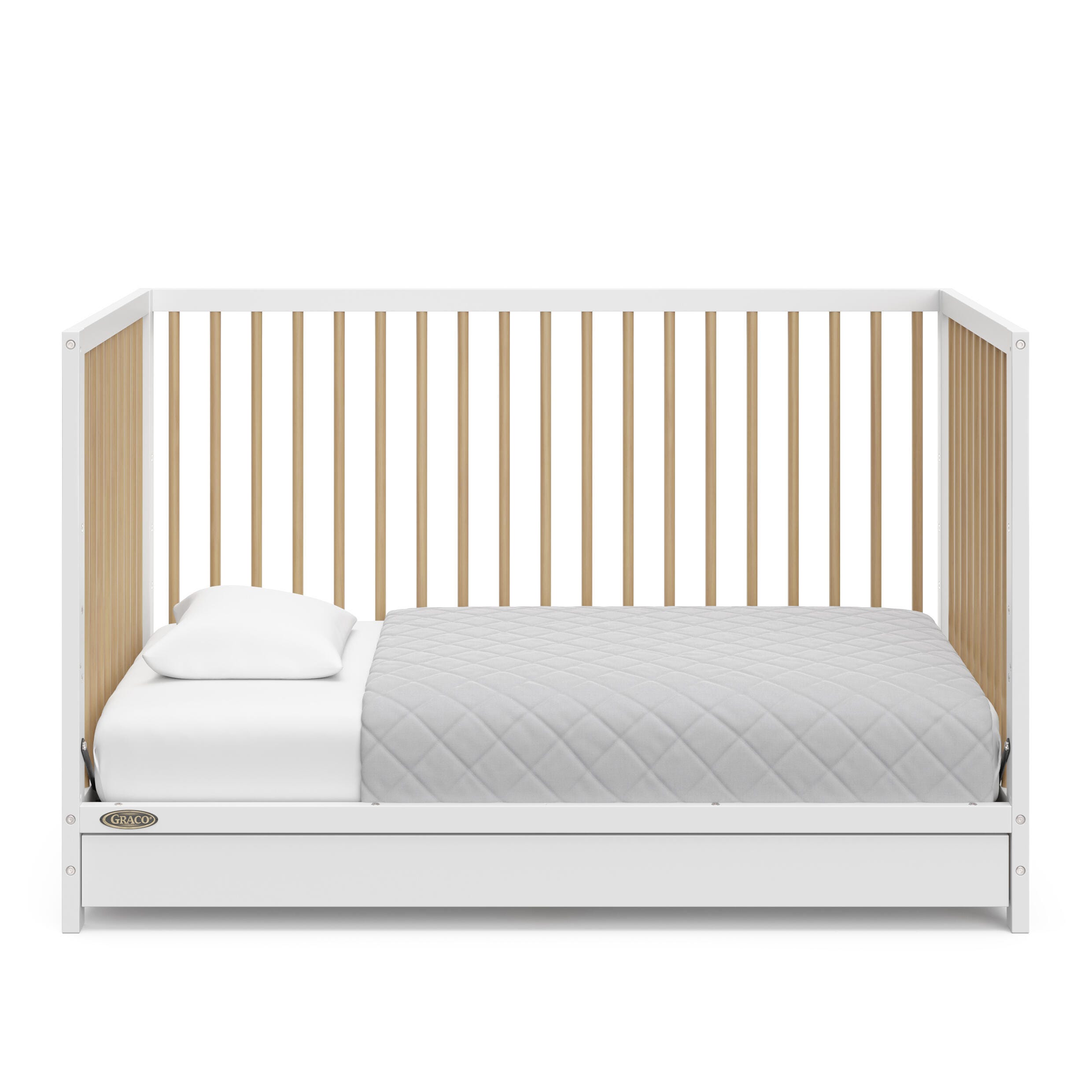 Graco Teddi 5-in-1 Convertible Crib with Drawer, White/Driftwood, large
