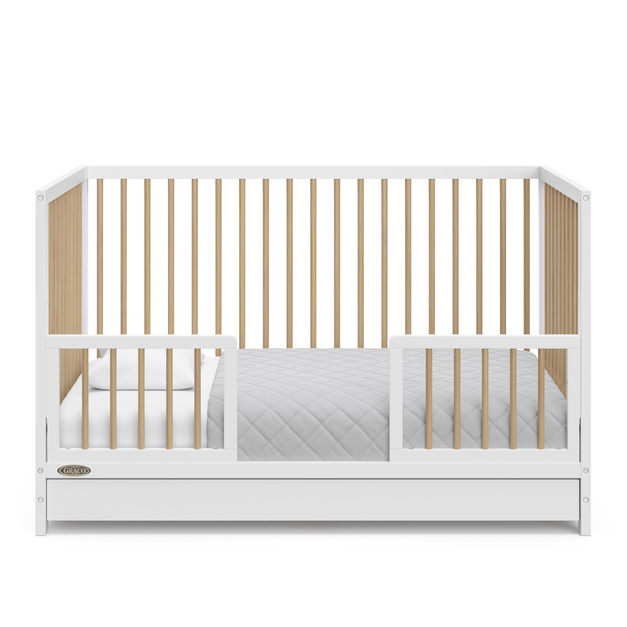 Graco Teddi 5-in-1 Convertible Crib with Drawer, White/Driftwood, large