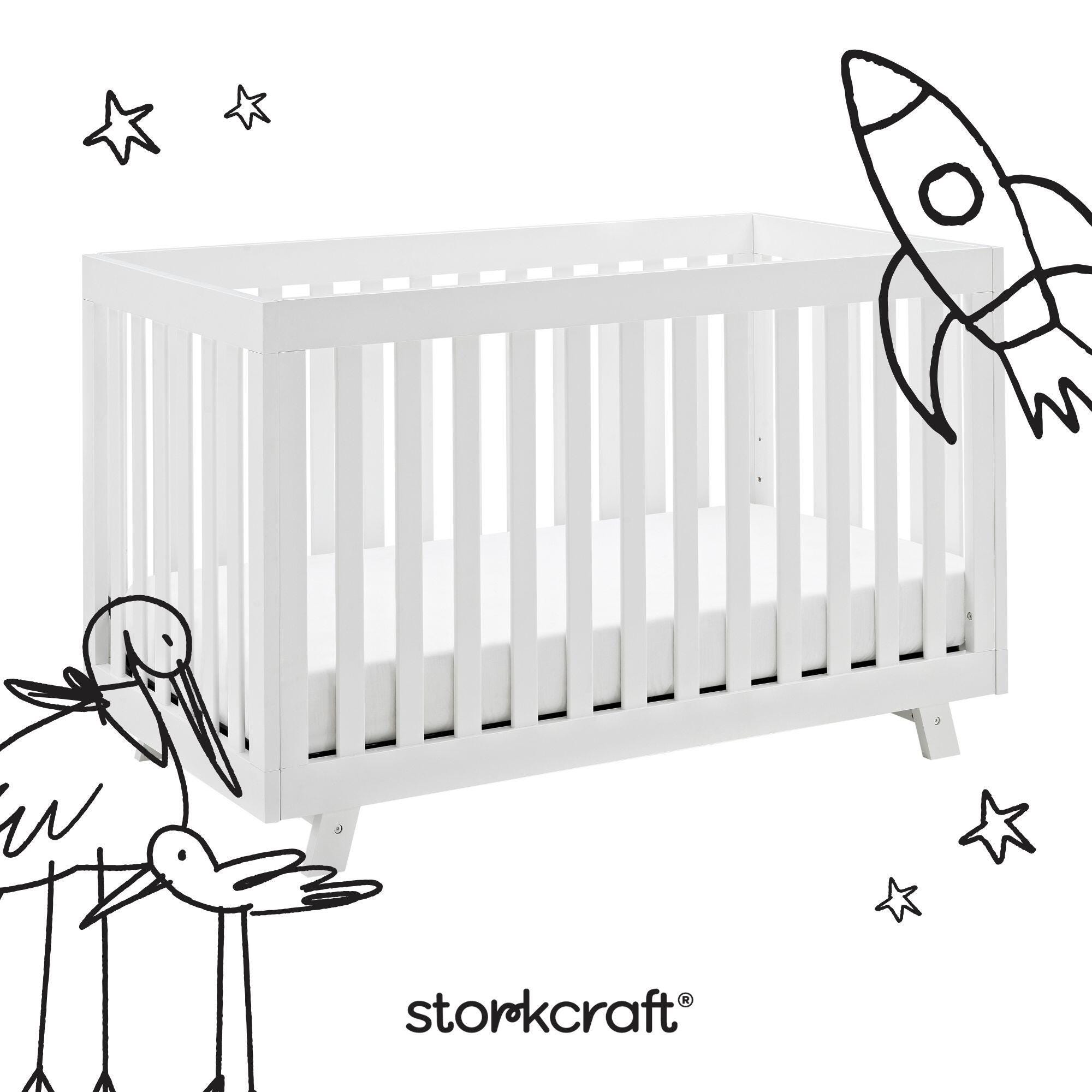 Storkcraft Beckett 3-in-1 Convertible Crib, White, large
