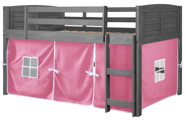 Donco Kids Louver Twin Loft Bed with Tent