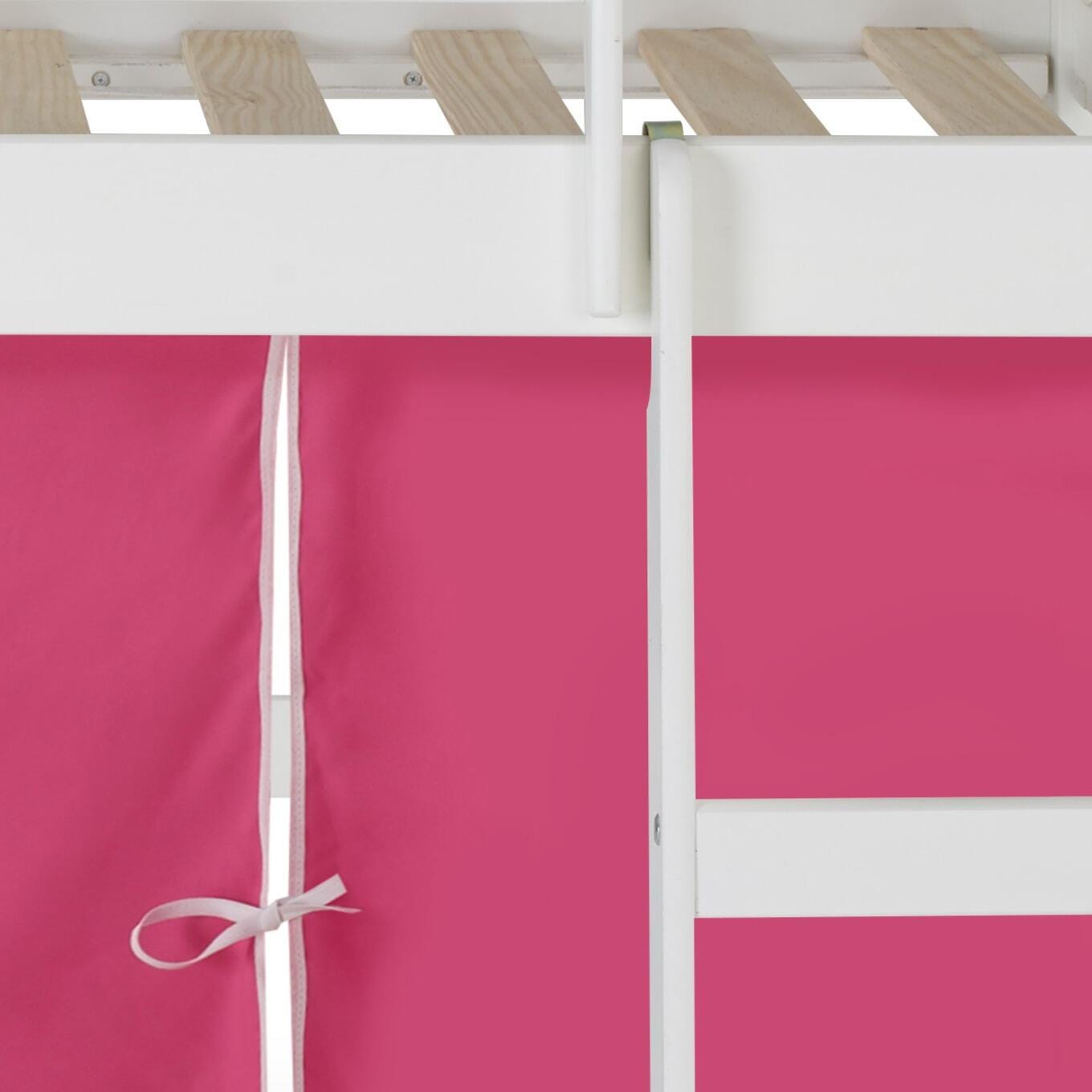 Donco Kids Louver Twin Loft Bed with Tent, White/Pink, large