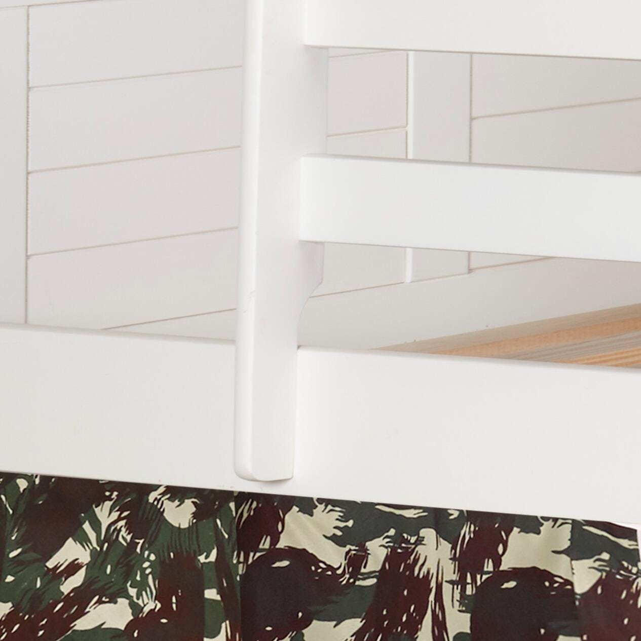 Donco Kids Louver Twin Loft Bed with Tent, White/Camo, large