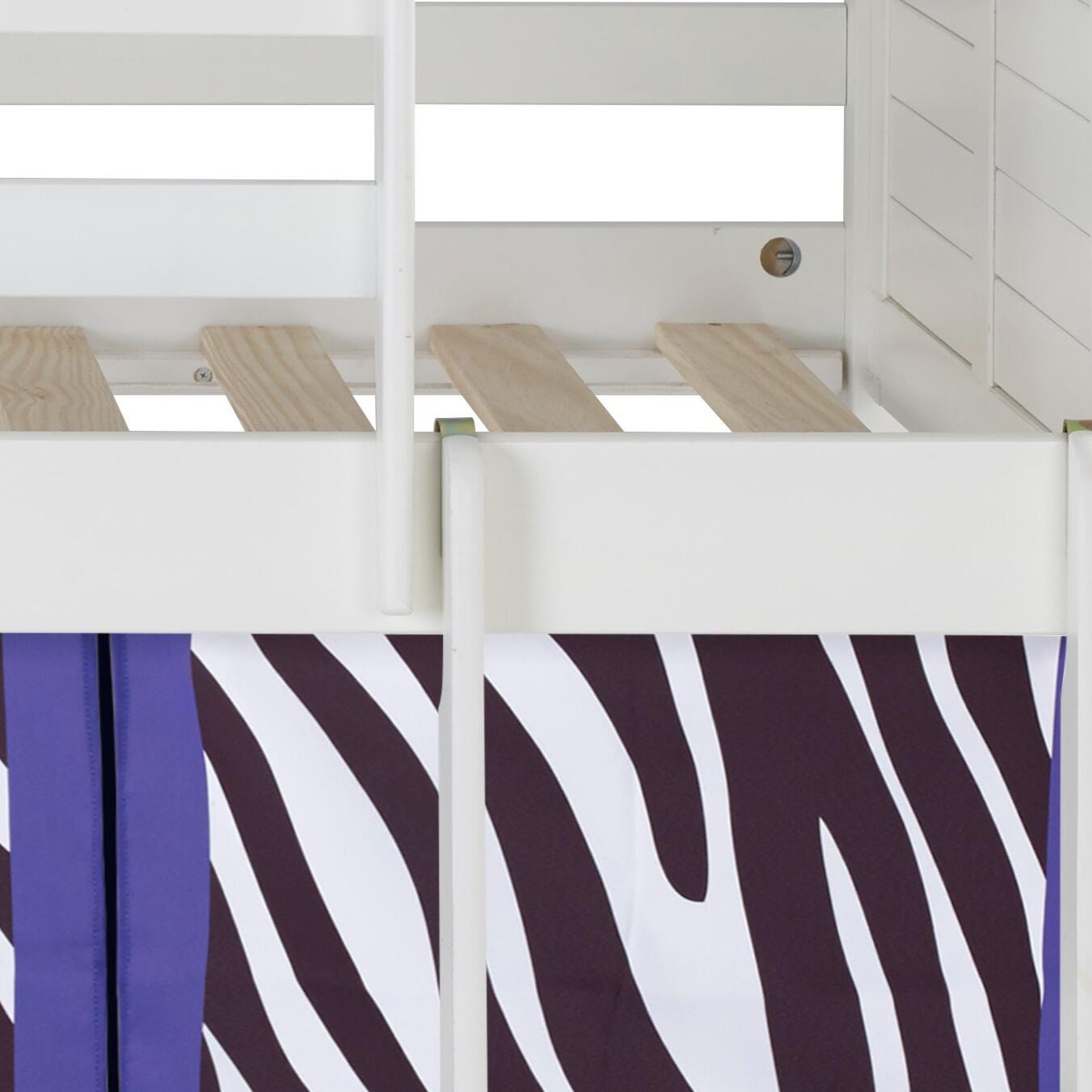 Donco Kids Louver Twin Loft Bed with Tent, White/Zebra, large