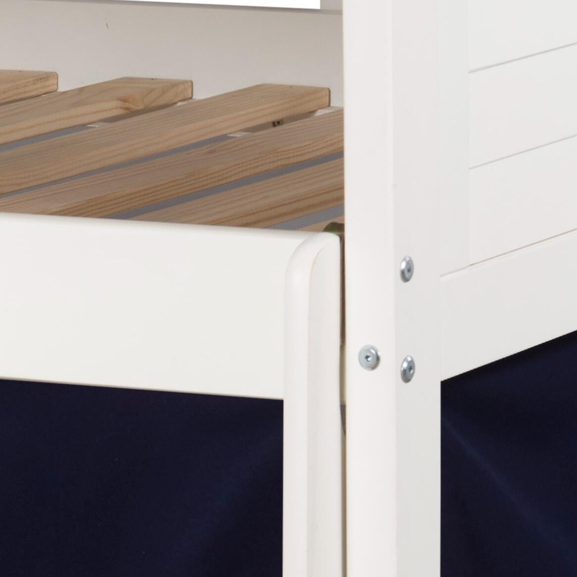 Donco Kids Louver Twin Loft Bed with Tent, White/Blue, large
