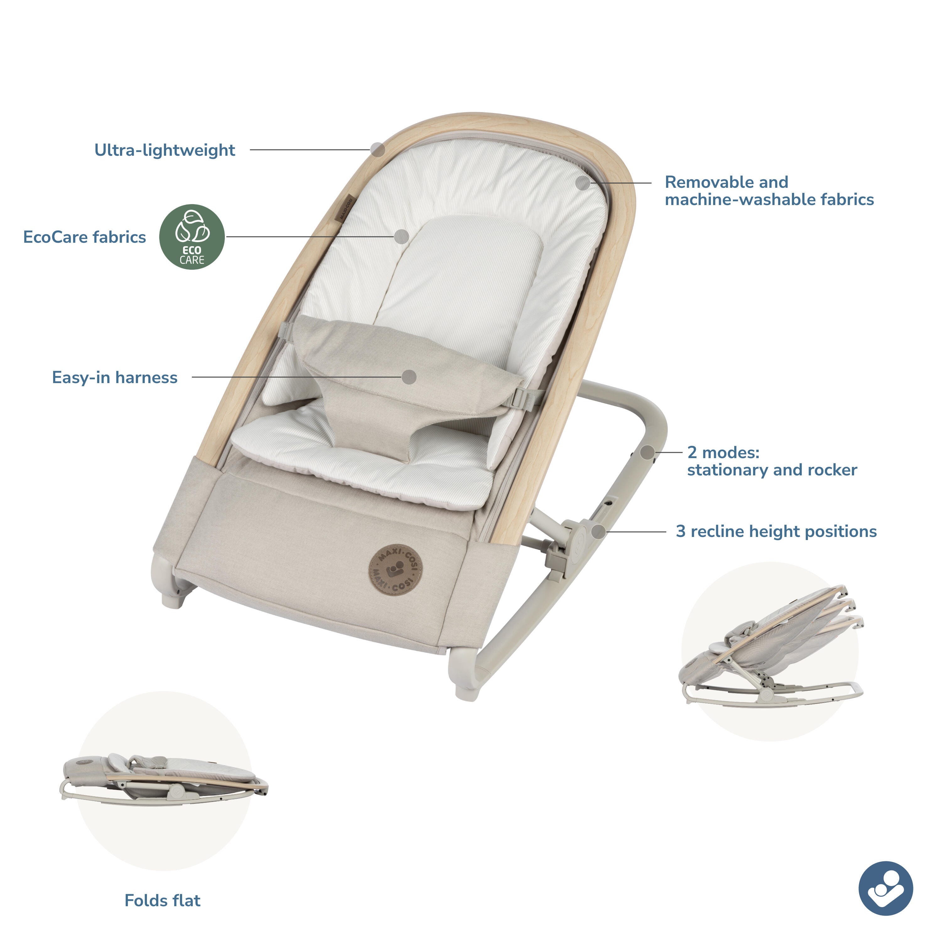 Maxi-Cosi Kori 2-in-1 Lightweight Rocker, Tan, large