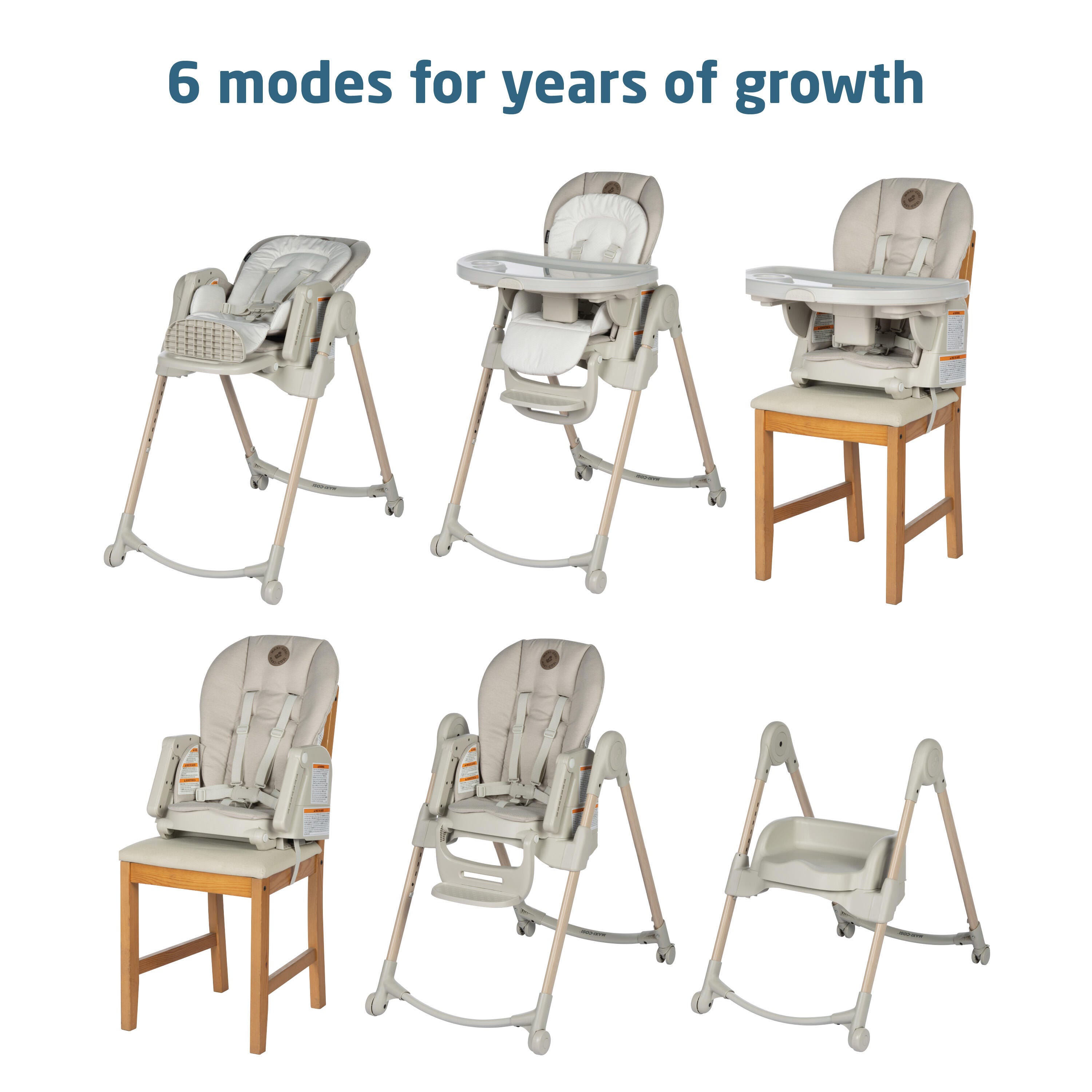 Maxi-Cosi Minla 6 in 1 Adjustable High Chair, Classic Oat, large