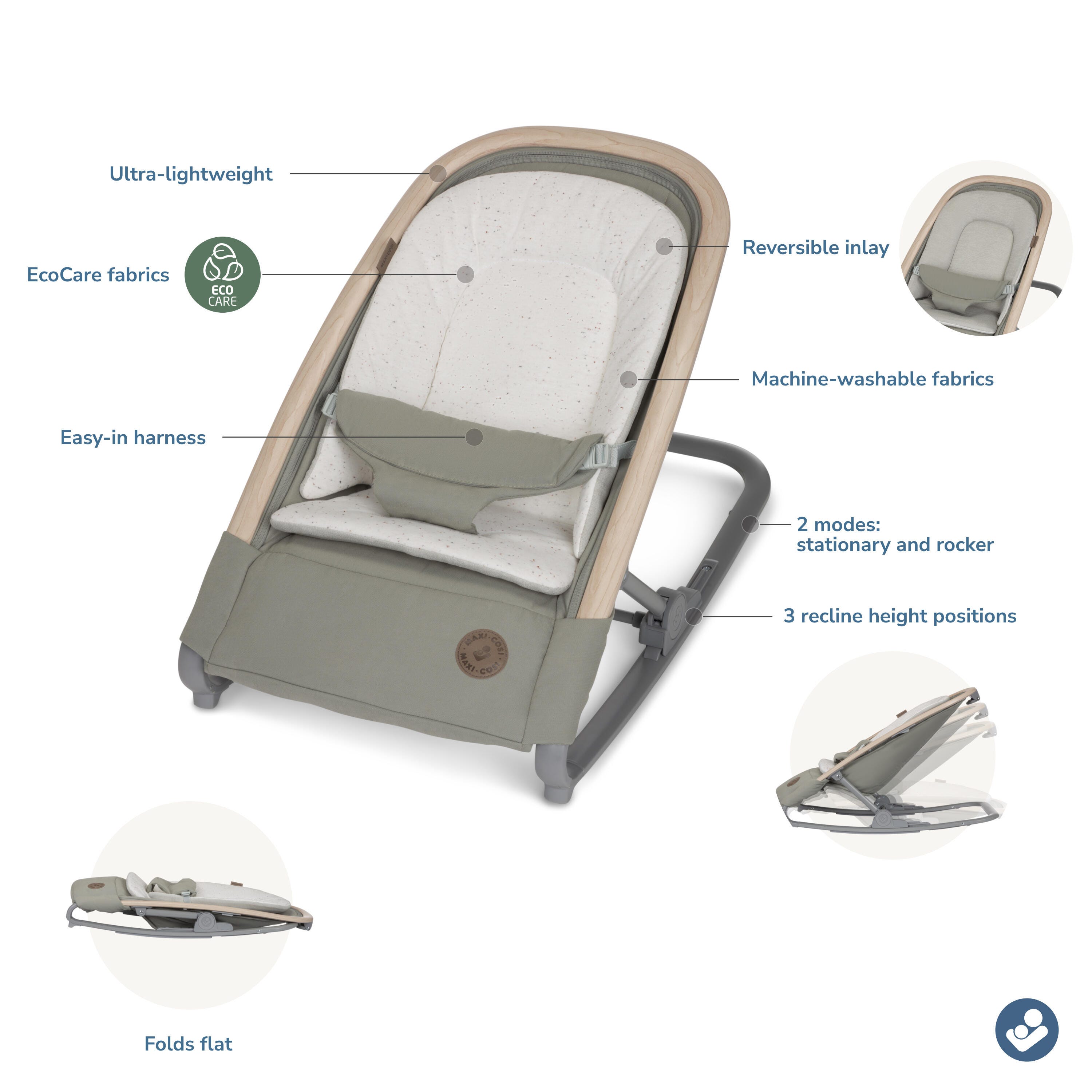 Maxi-Cosi Kori 2-in-1 Lightweight Rocker, Green, large