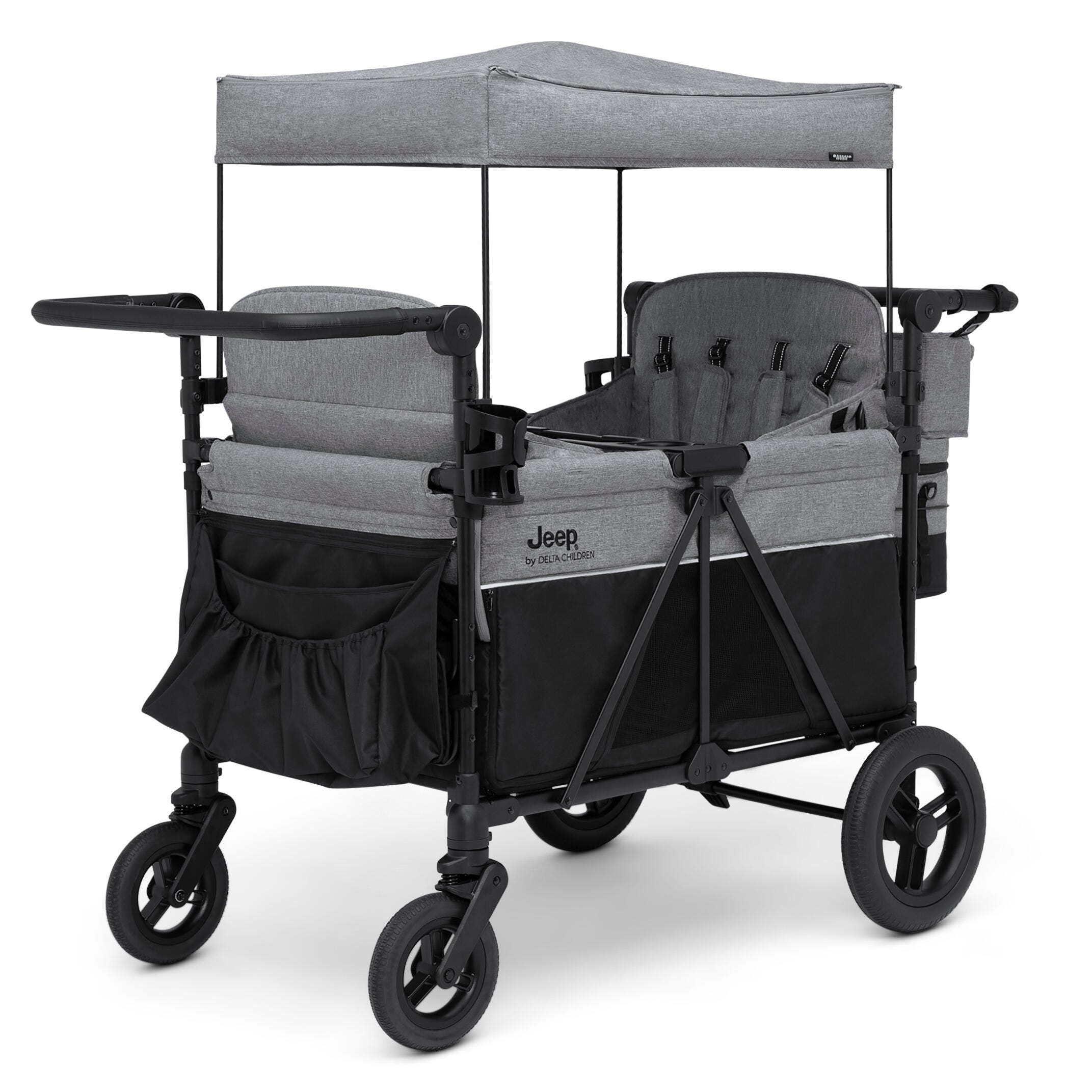 Jeep by Delta Children Wrangler Deluxe 4 Seater Stroller Wagon, , large