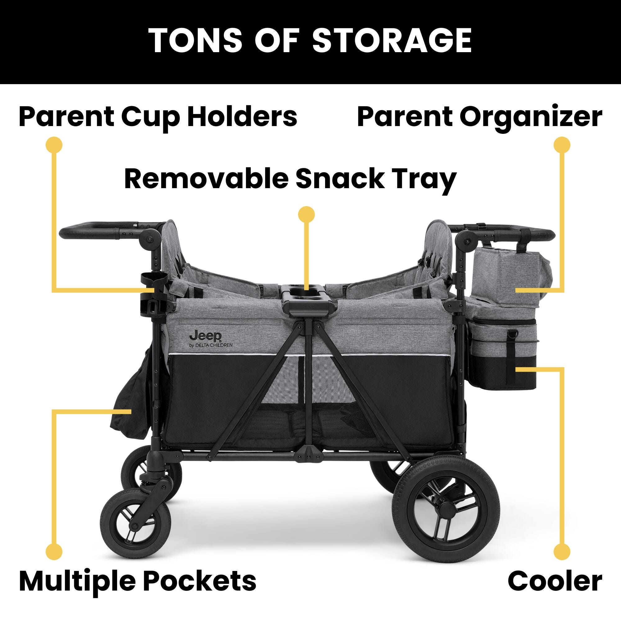 Jeep Wrangler Deluxe 4-Seater Stroller Wagon by Delta Children