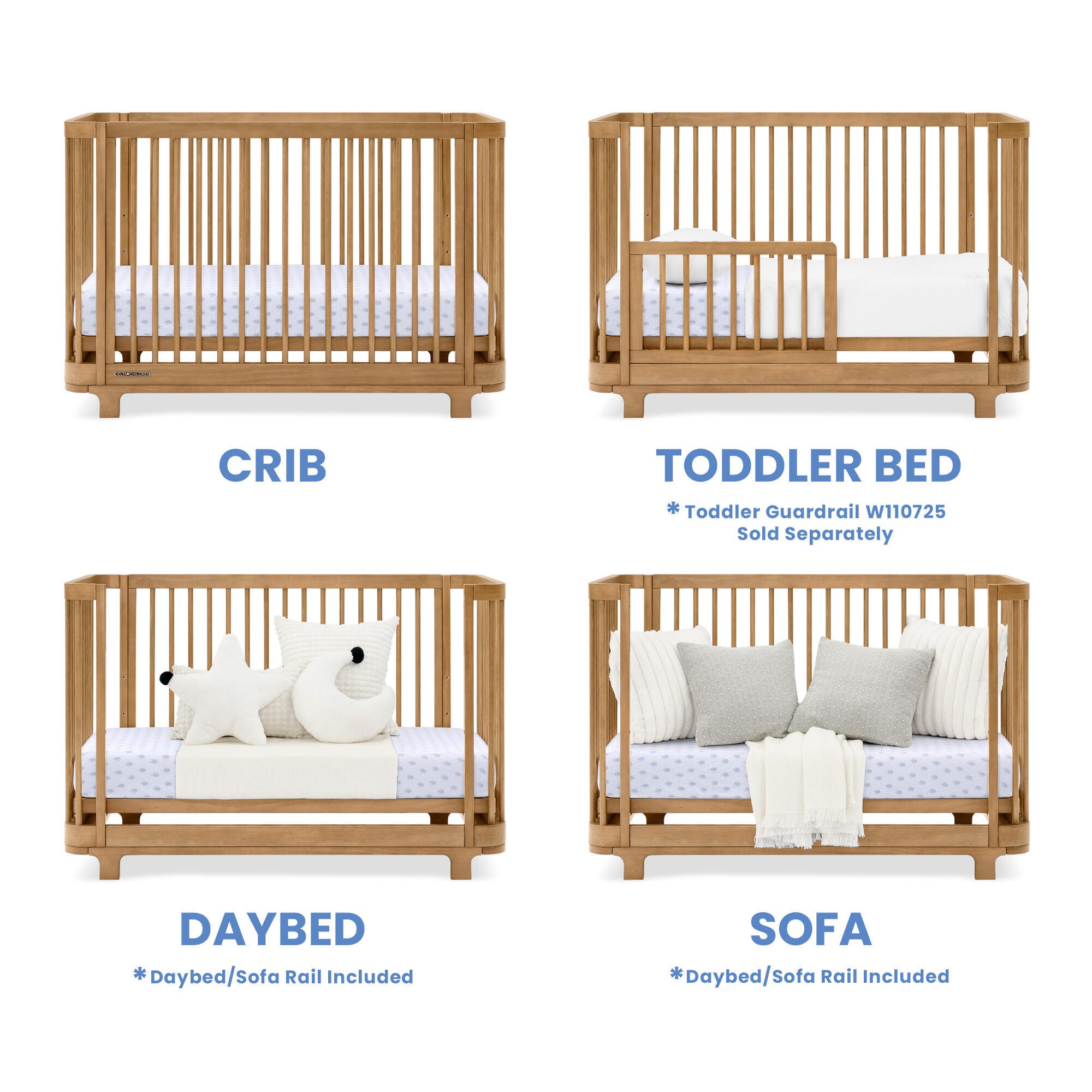 Delta Children Nest 4-in-1 Convertible Crib, Acorn, large