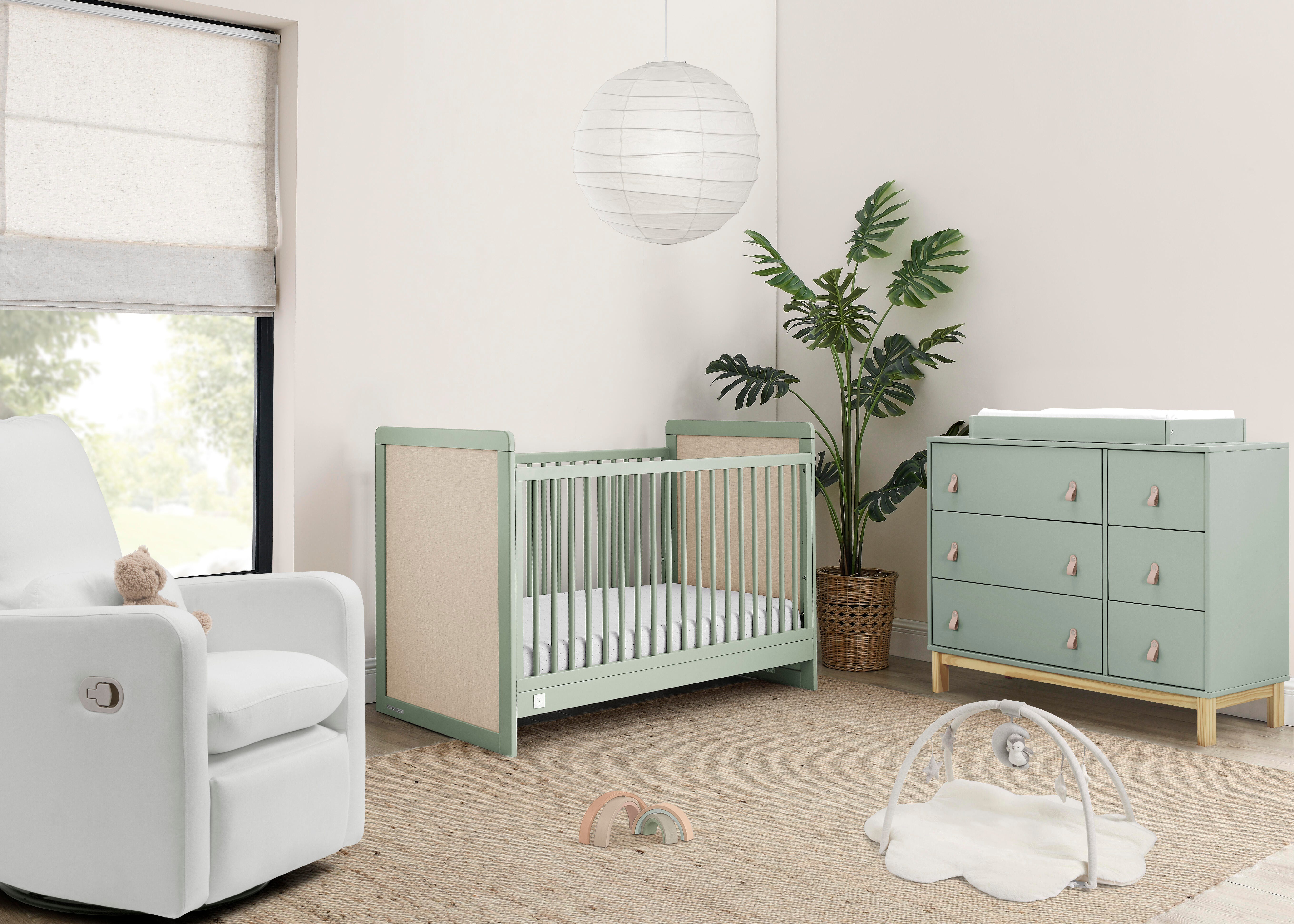 green emerald velvet dress The Peanutshell Nursery Crib Bedding Set for Baby Girls and Boys, Sage, 3 Pieces