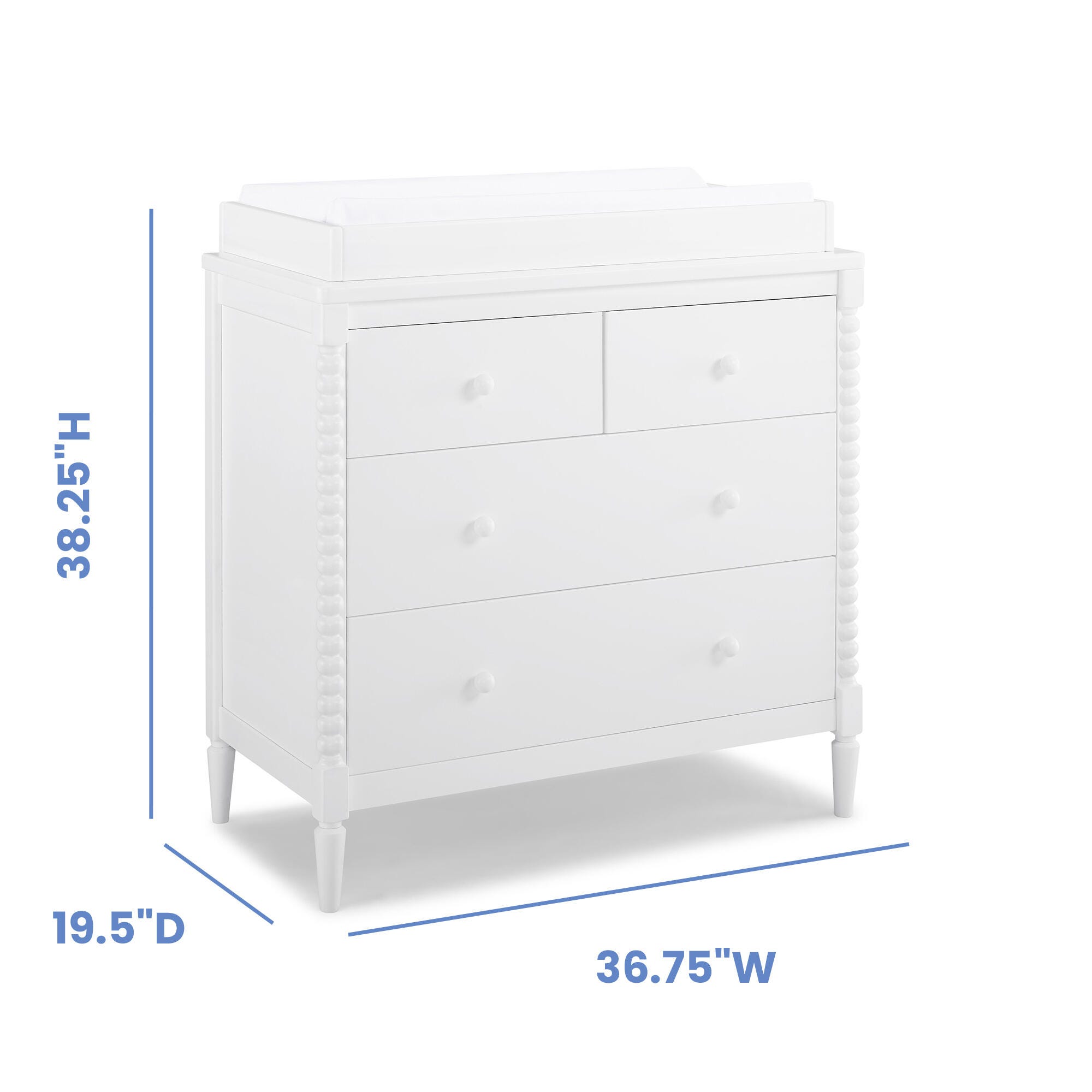Delta Children Saint 4 Drawer Dresser with Changing Top - Bianca White
