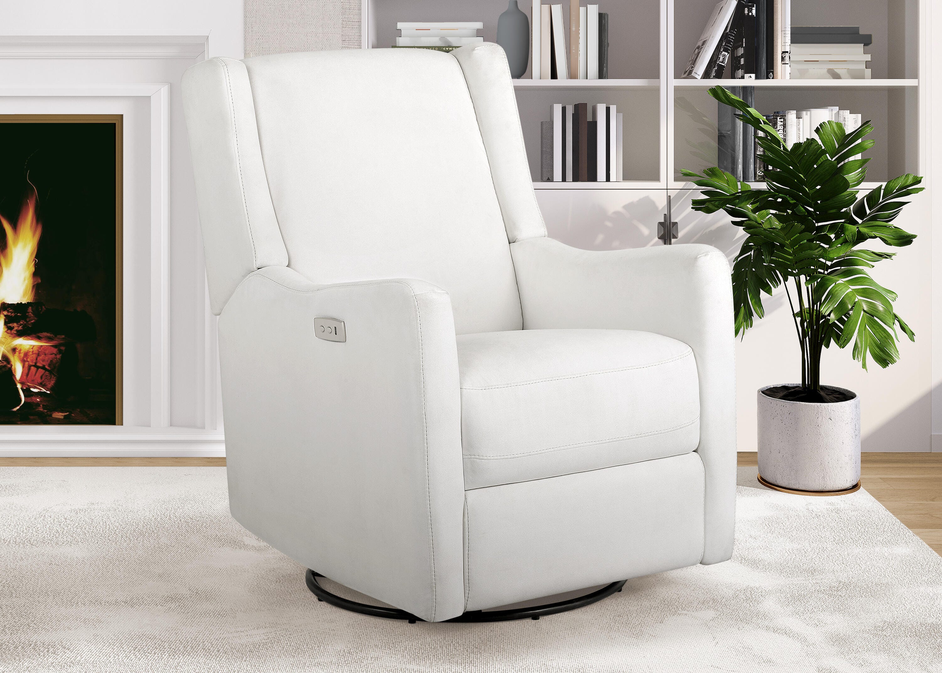 Delta Children Mercer Electronic Power Recliner and Swivel Glider, Pearl, large