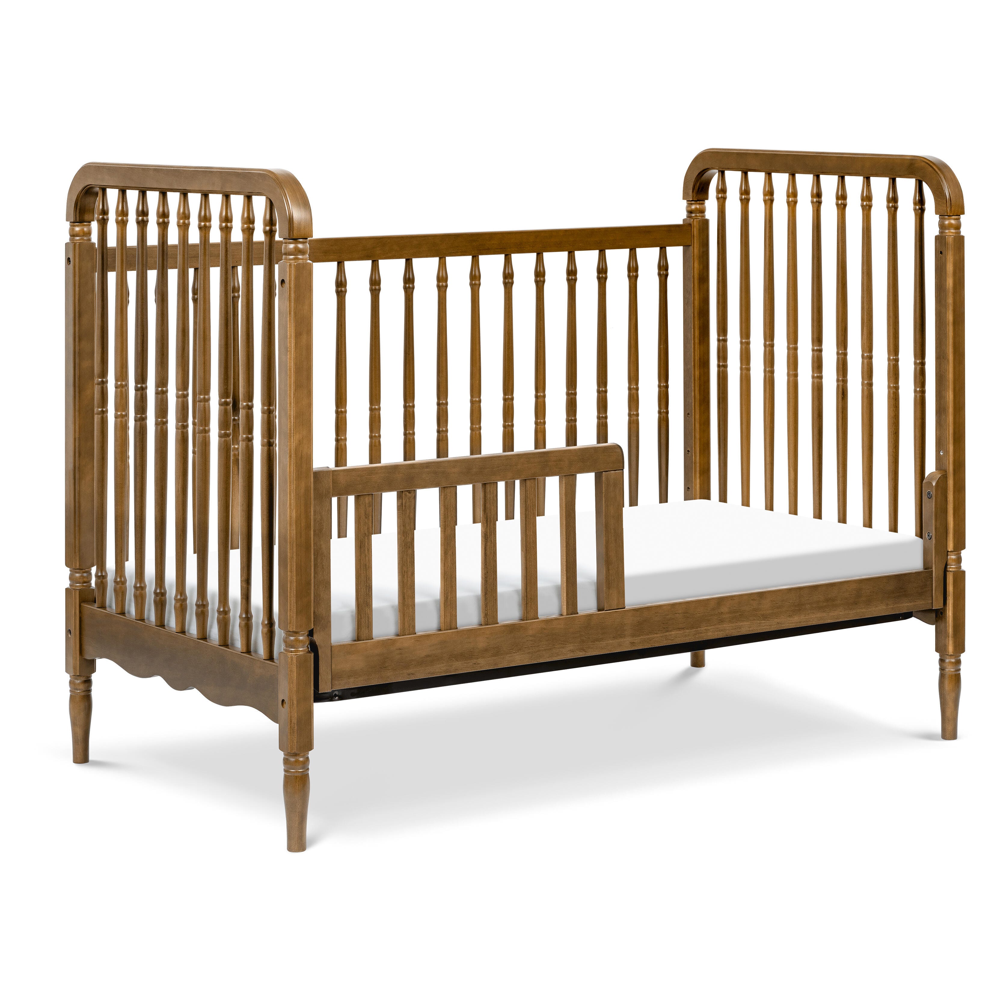 Namesake Liberty 3-in-1 Convertible Spindle Crib with Toddler Bed Conversion Kit, Natural Walnut, large
