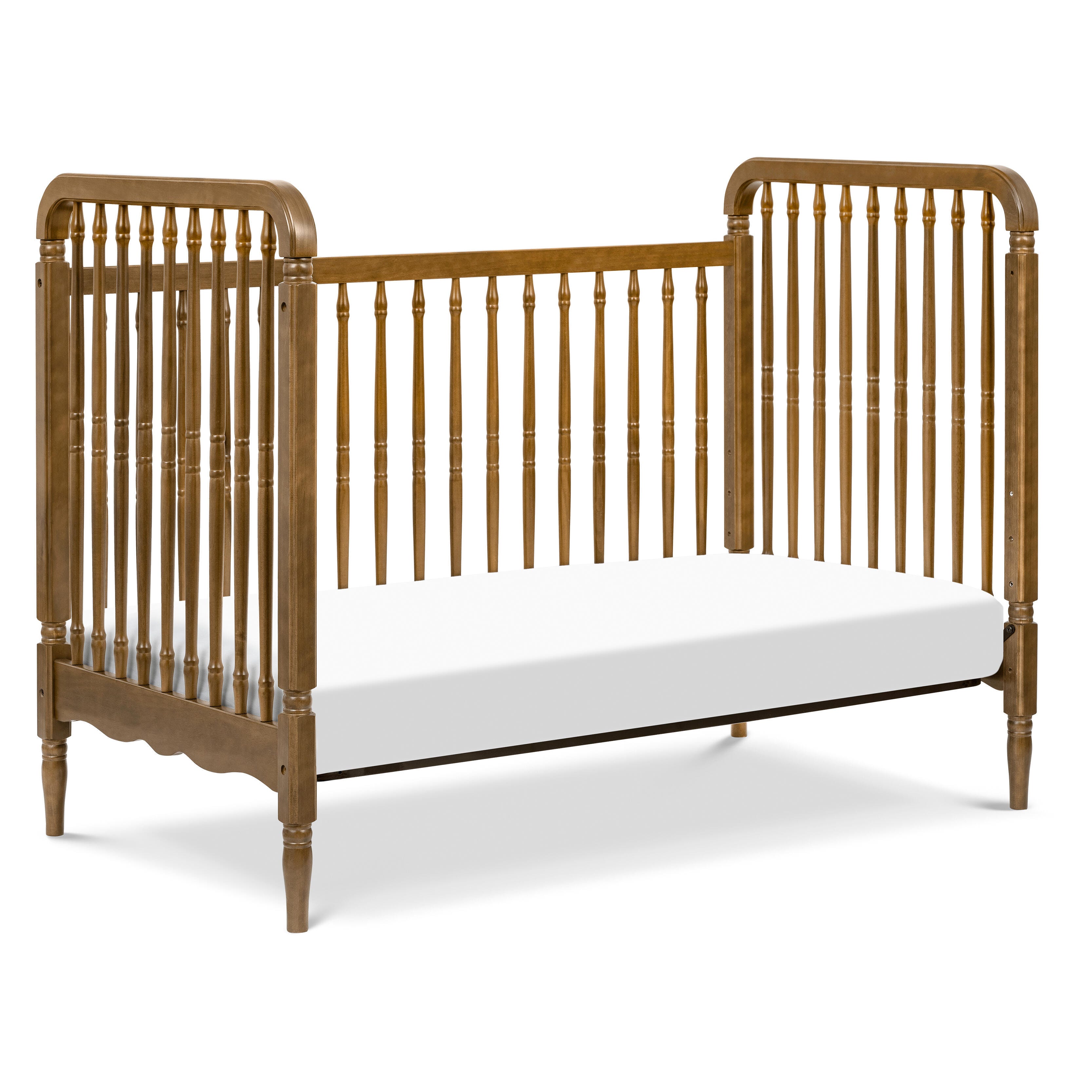 Namesake Liberty 3-in-1 Convertible Spindle Crib with Toddler Bed Conversion Kit, Natural Walnut, large