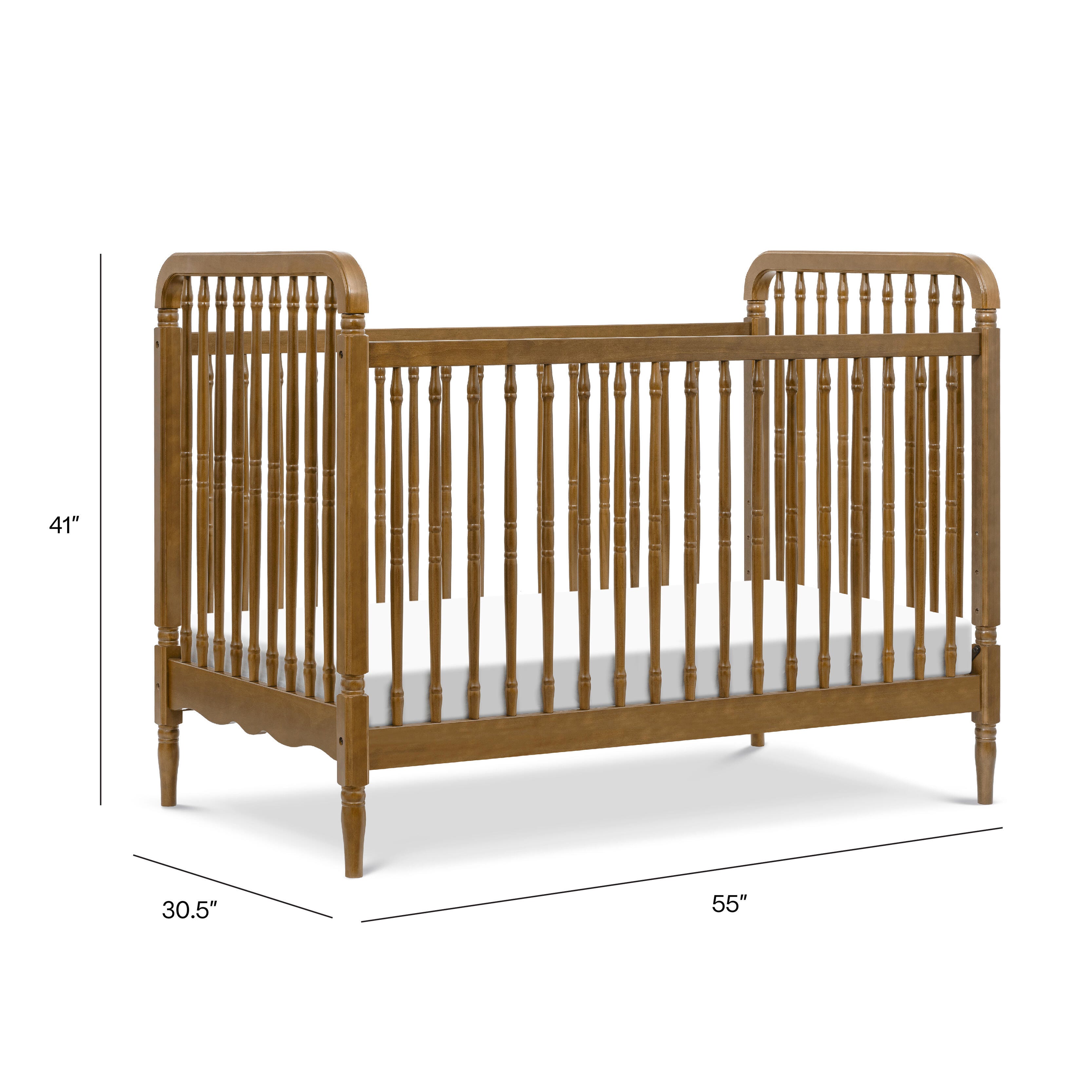 Namesake Liberty 3-in-1 Convertible Spindle Crib with Toddler Bed Conversion Kit, Natural Walnut, large