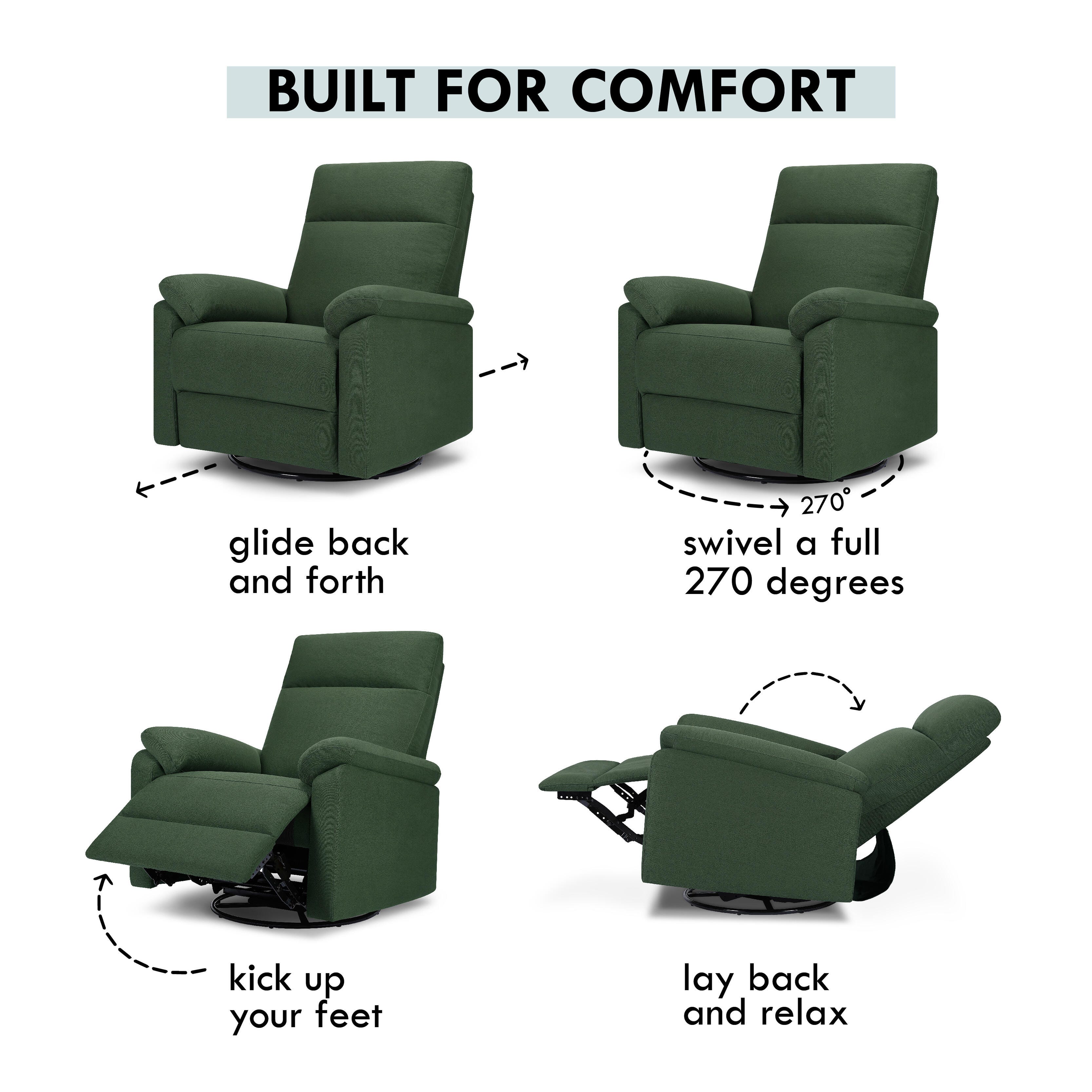DaVinci Suzy Recliner and Swivel Glider, Pine Green, large