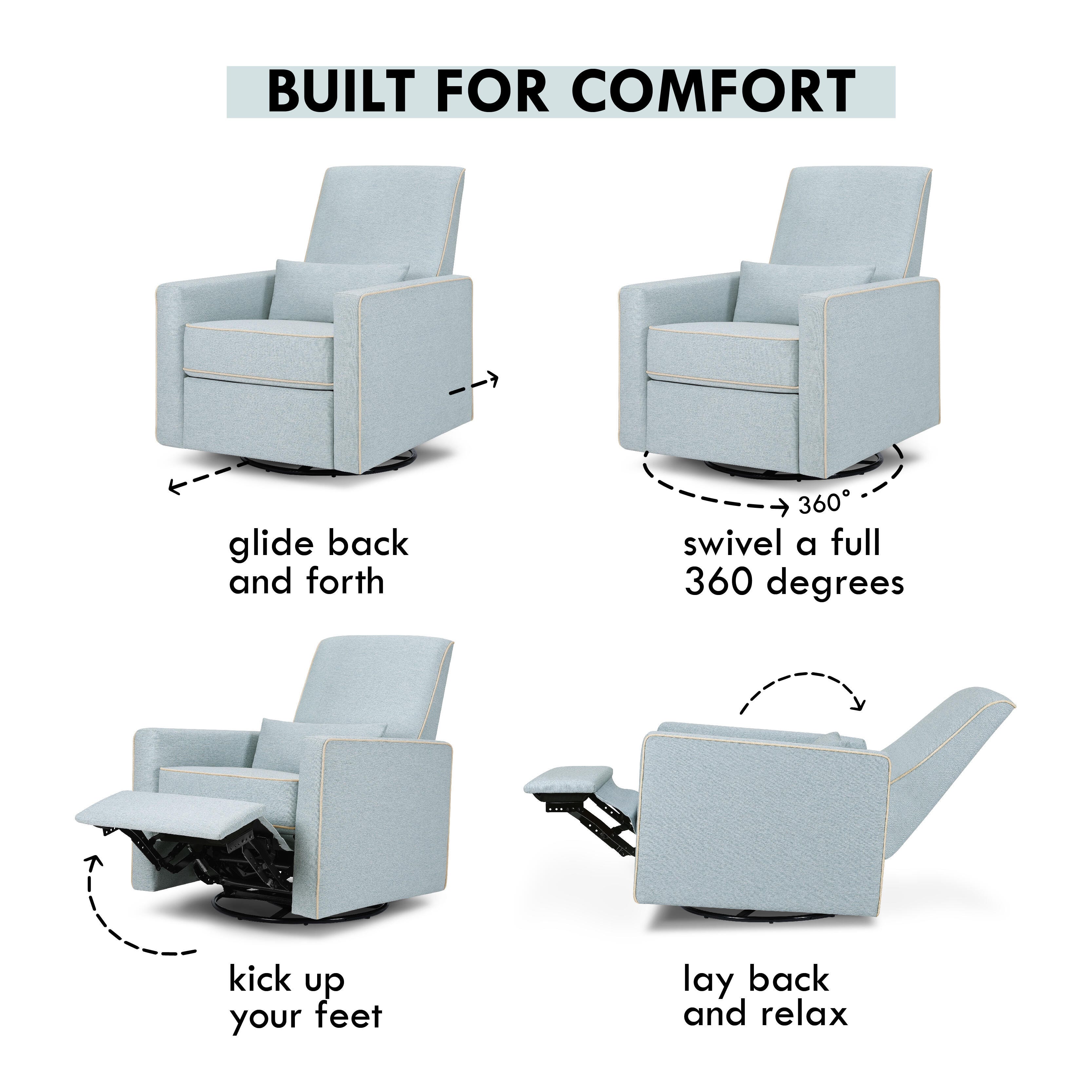 DaVinci Piper Recliner and Swivel Glider, Heathered Blue, large