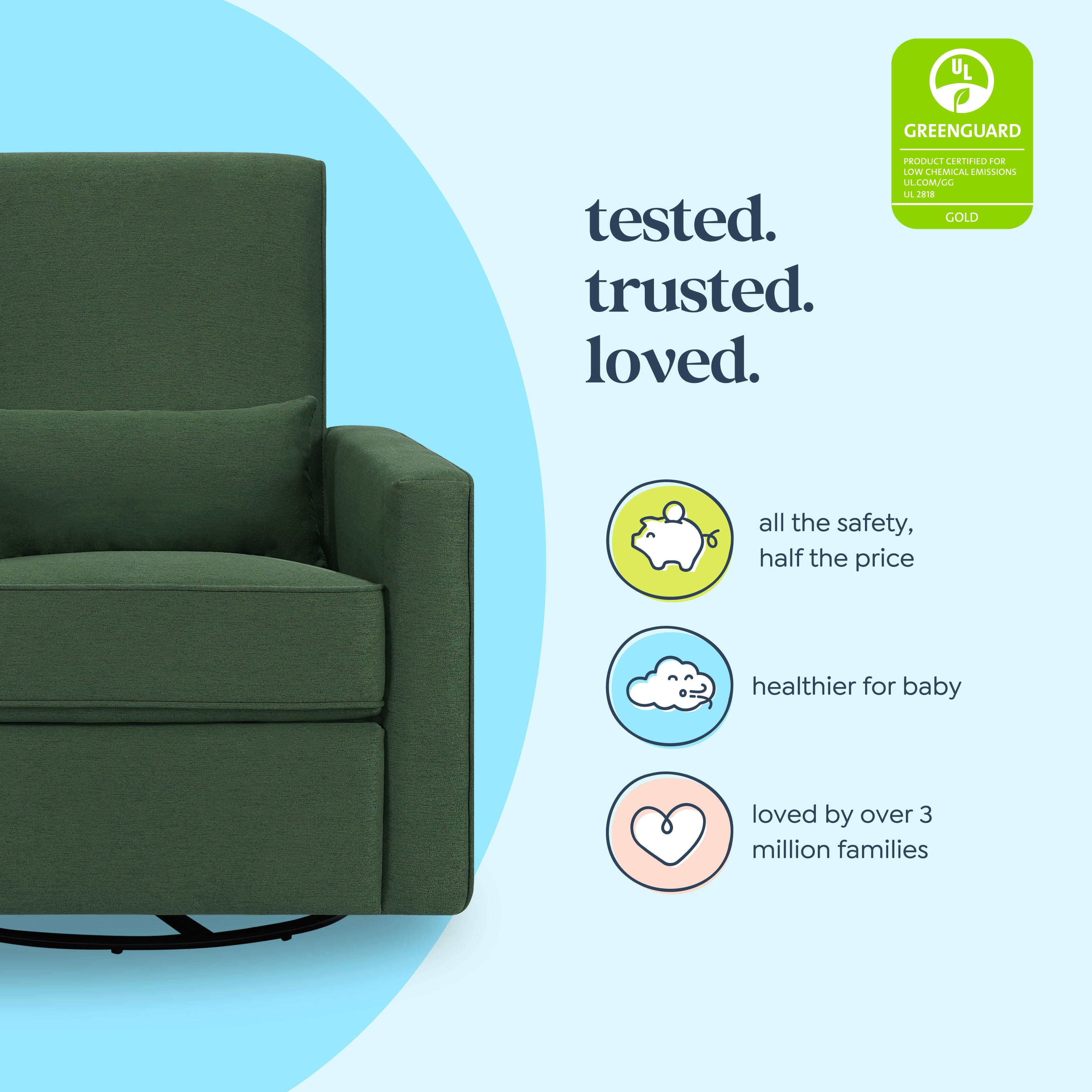 DaVinci Piper Recliner and Swivel Glider, Pine Green, large