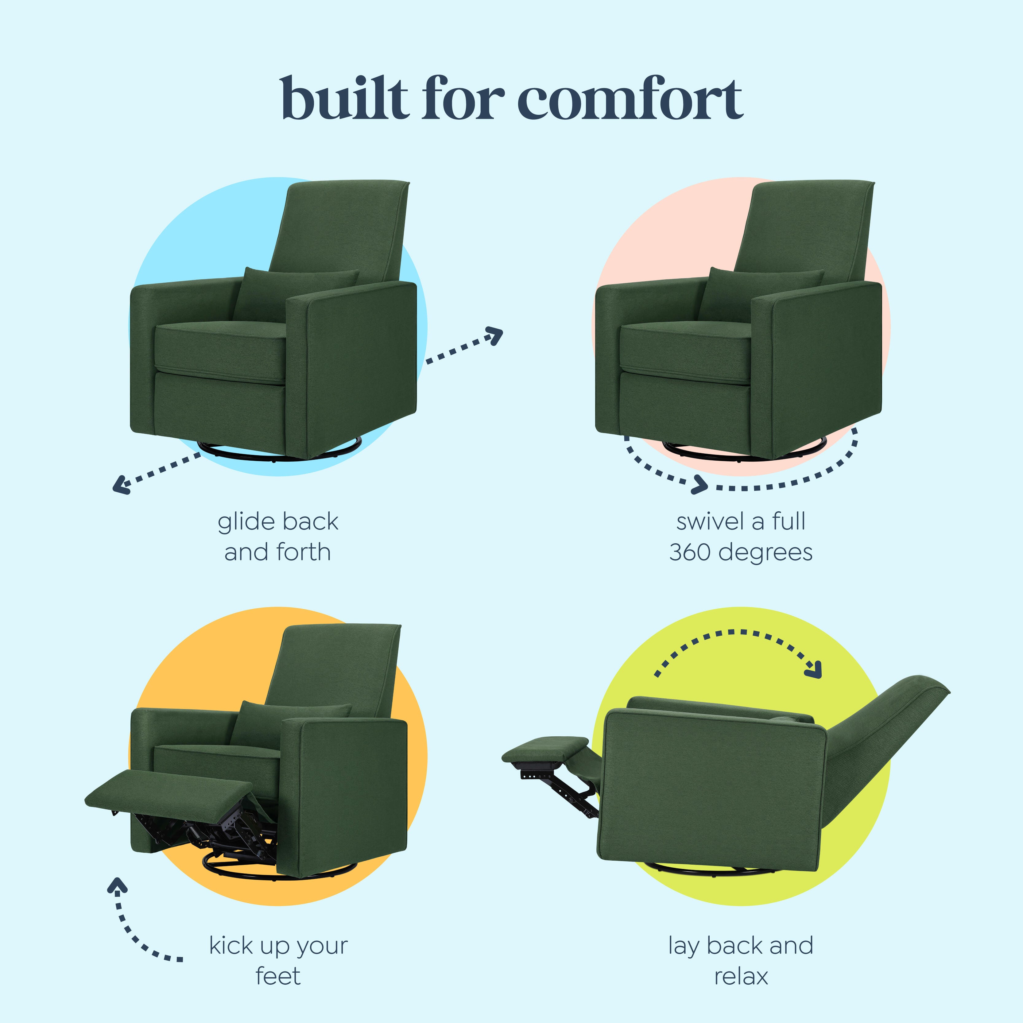 DaVinci Piper Recliner and Swivel Glider, Pine Green, large